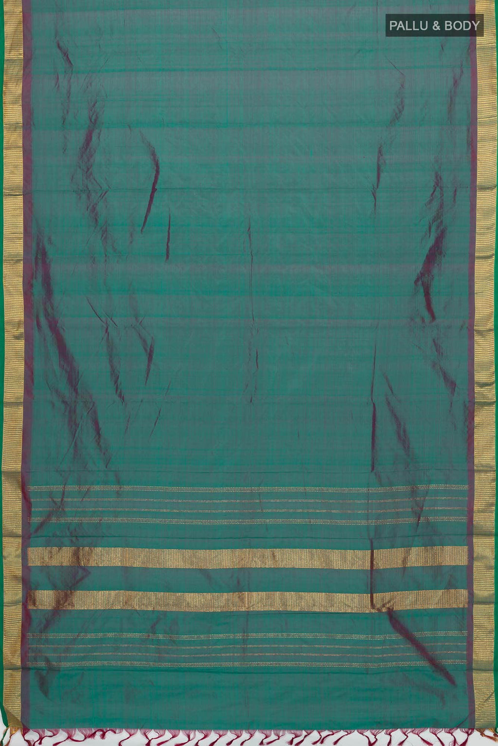 Green with Maroon Dual Tone Kanchipuram Silk Saree