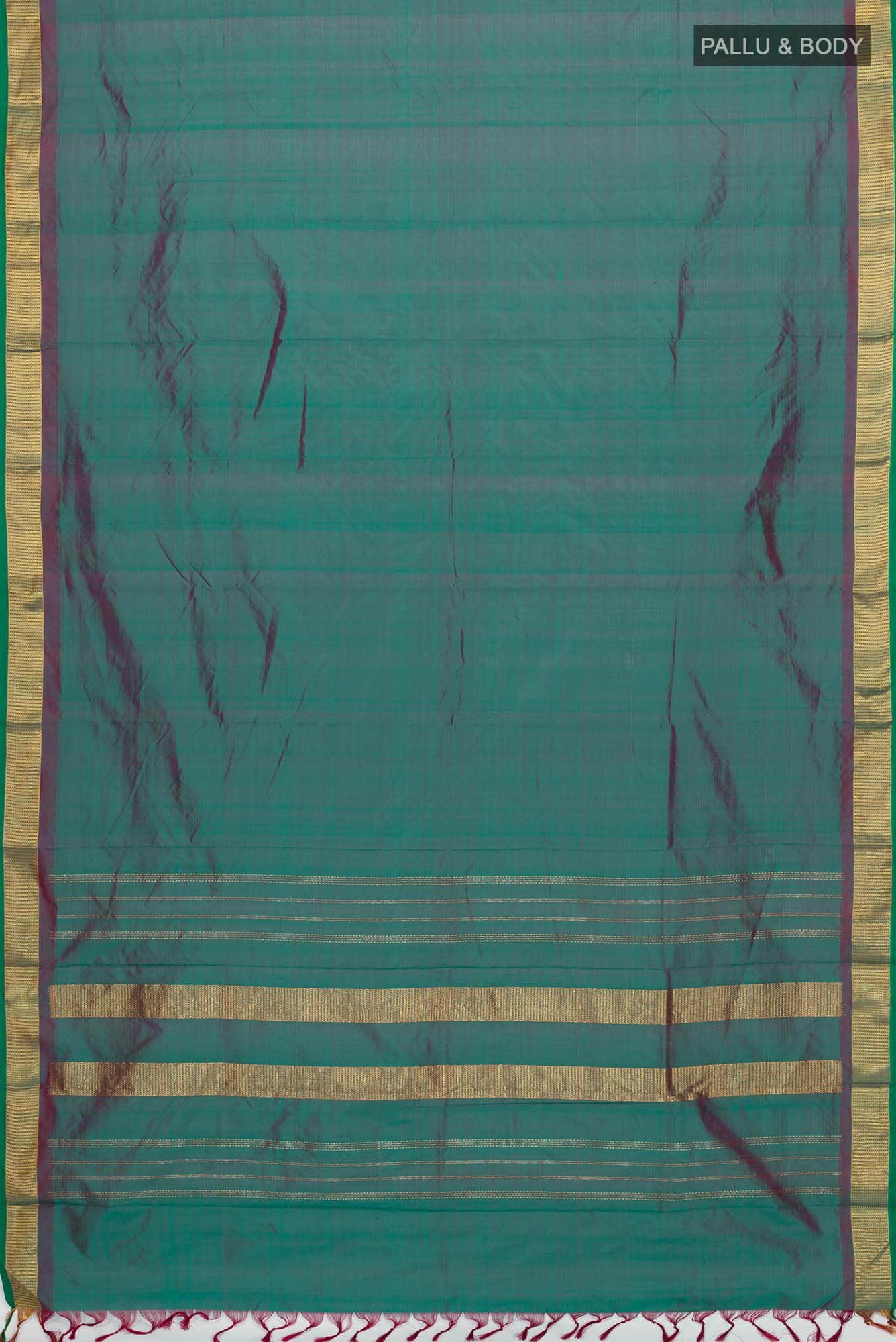 Green with Maroon Dual Tone Kanchipuram Silk Saree