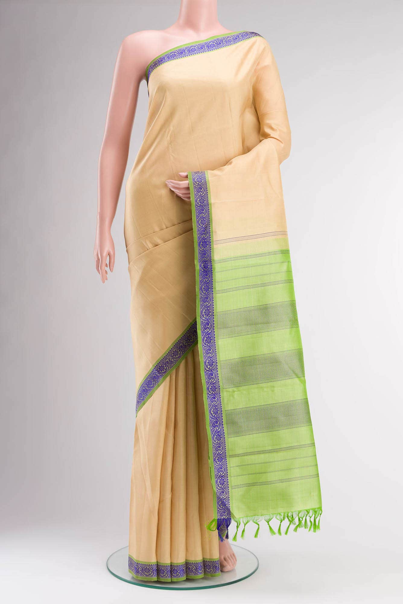 Cream Kanchipuram Silk Saree