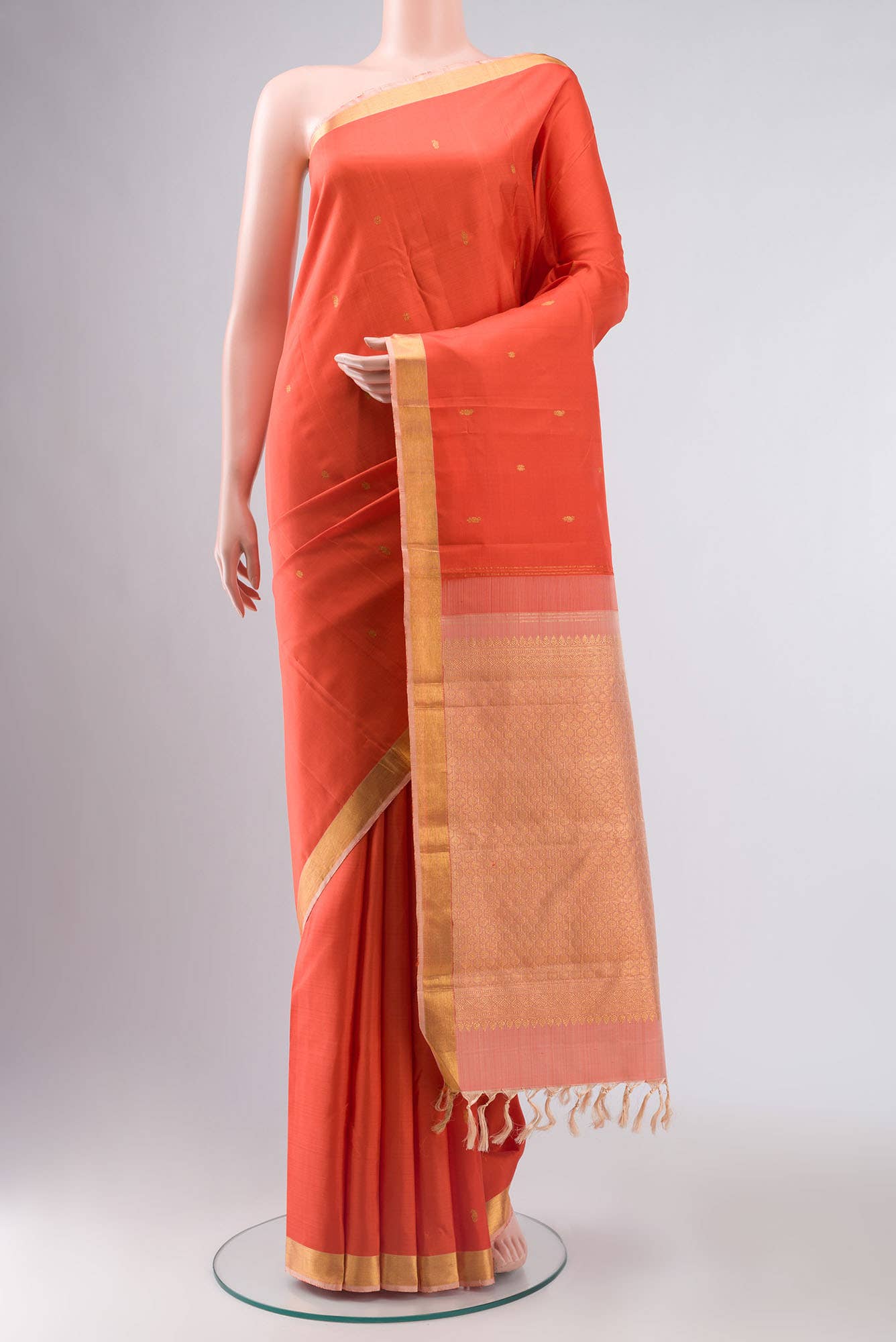 Orange Kanchipuram Silk Saree