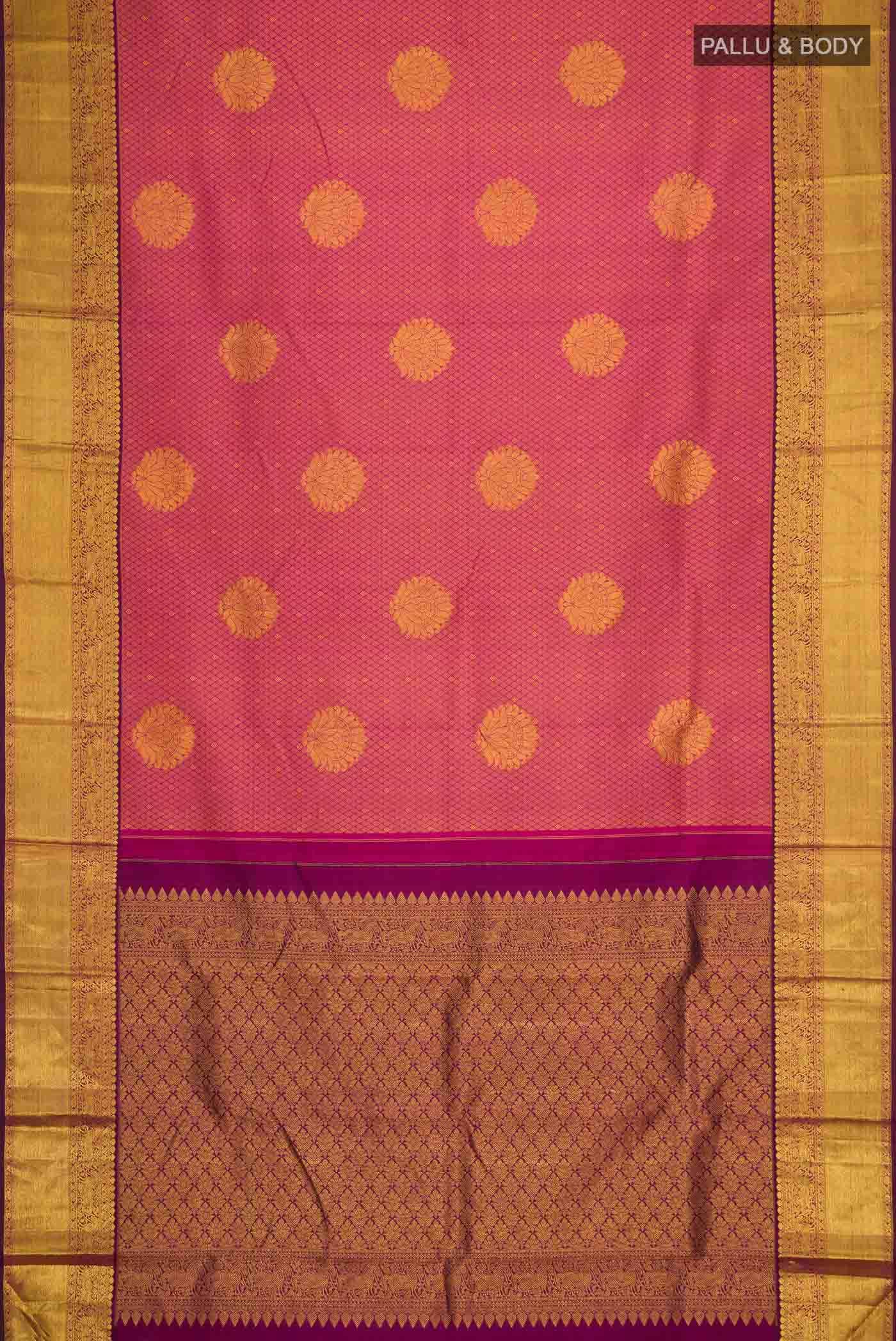 Dark Pink Kanchipuram Silk Saree