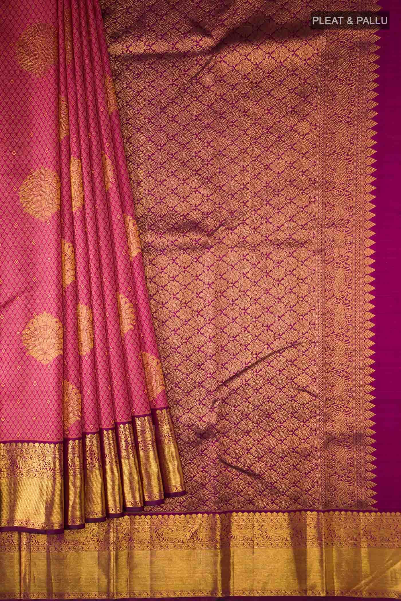 Dark Pink Kanchipuram Silk Saree