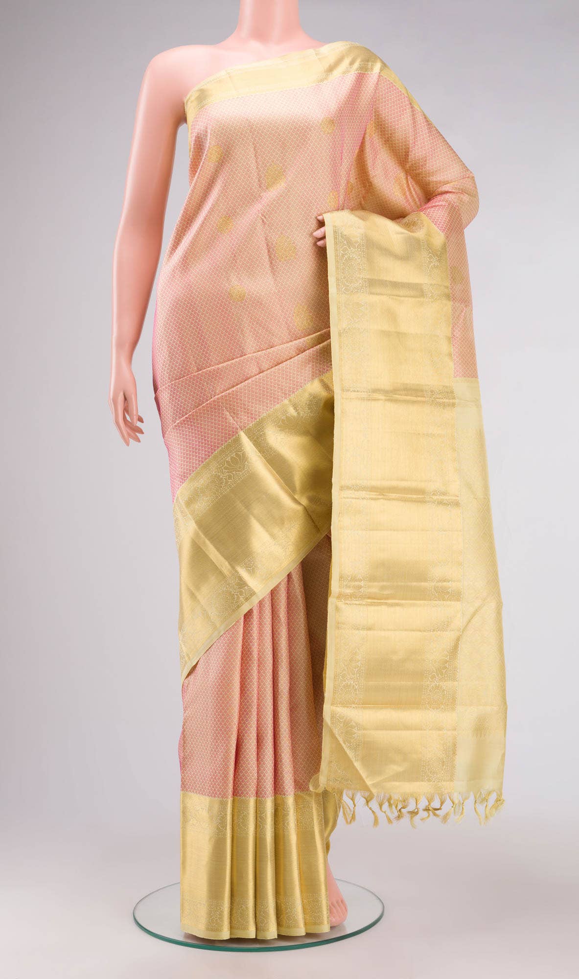 Beige Kanchipuram Silk Saree