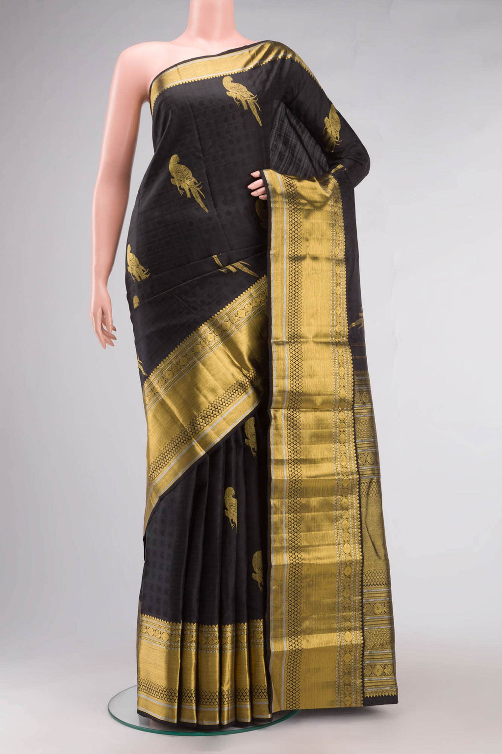 Black Kanchipuram Silk Saree