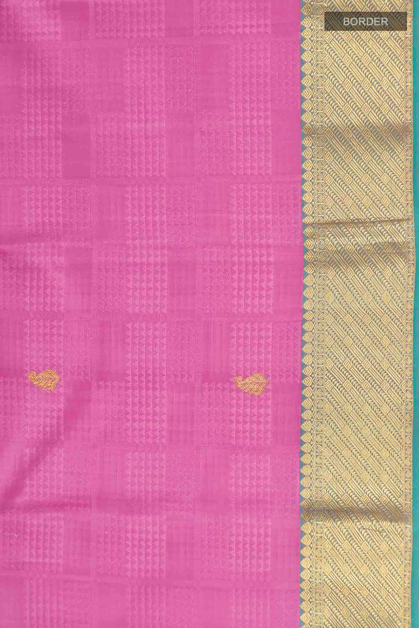 Rose pink Kanchipuram Silk Saree