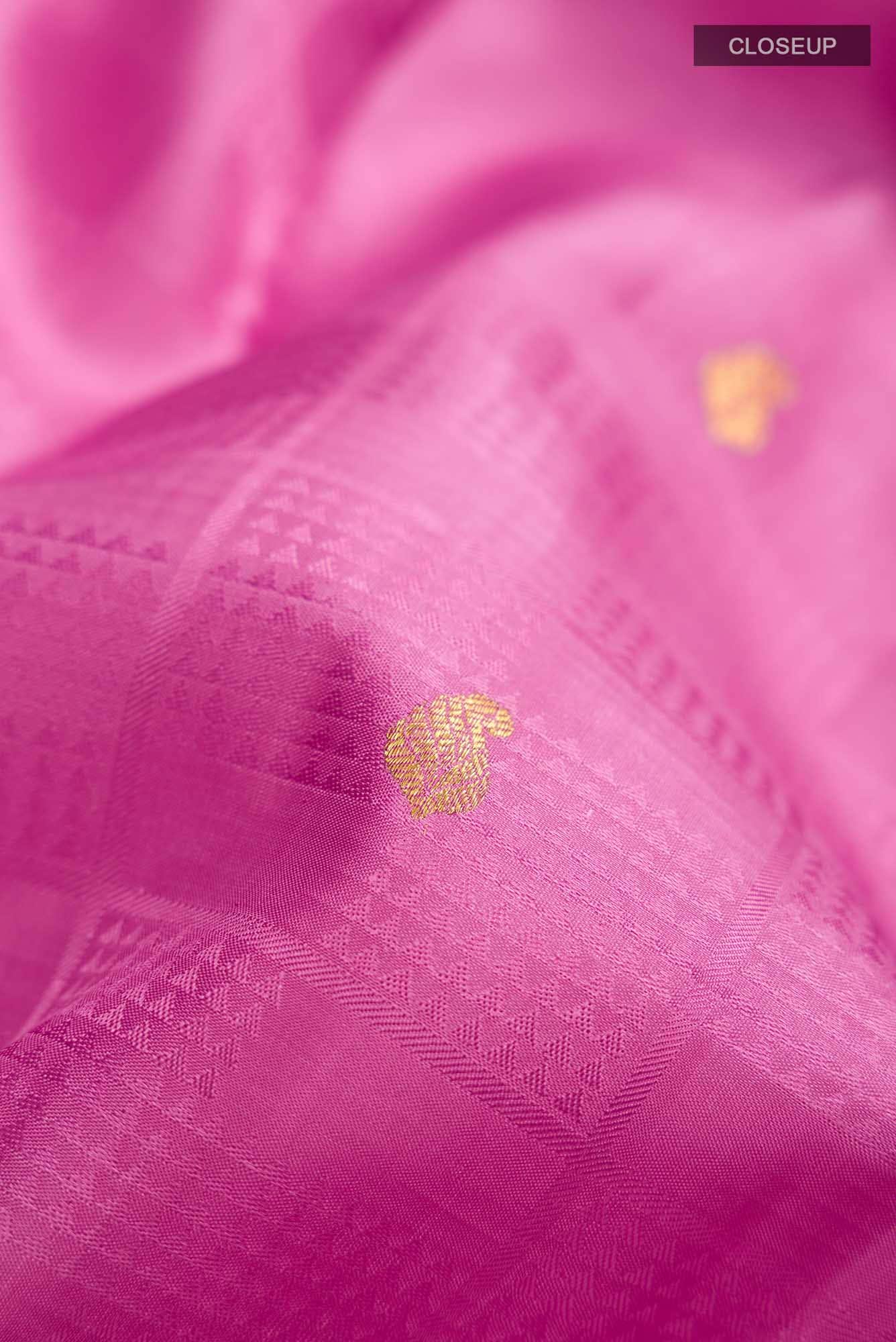 Rose pink Kanchipuram Silk Saree