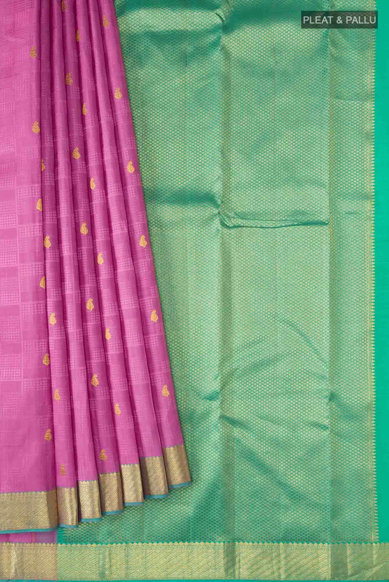 Rose pink Kanchipuram Silk Saree
