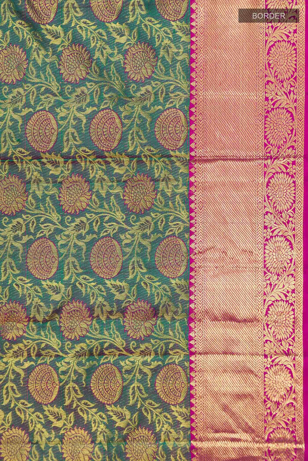 Green with Purple Dual Tone Kanchipuram Silk Saree