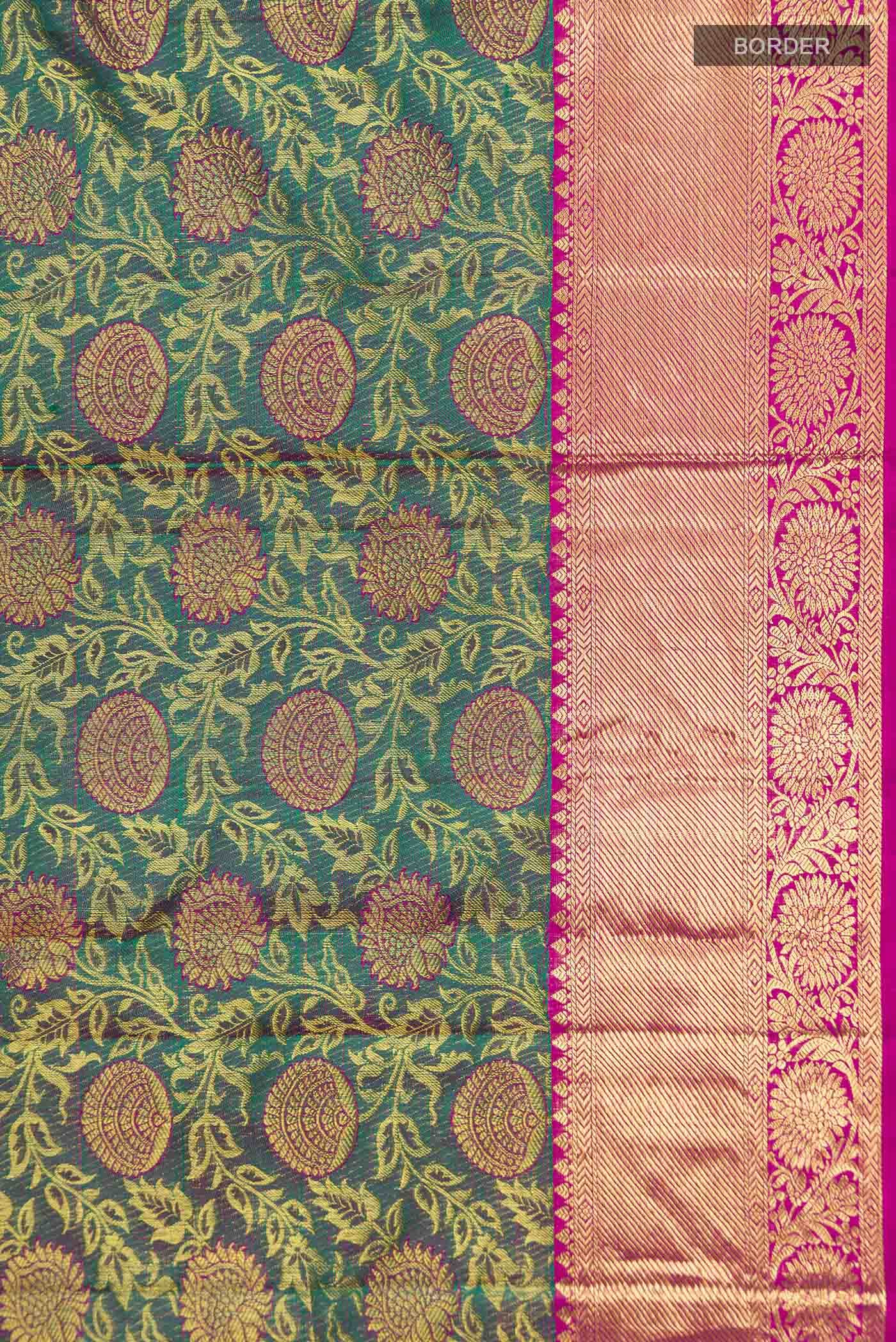 Green with Purple Dual Tone Kanchipuram Silk Saree