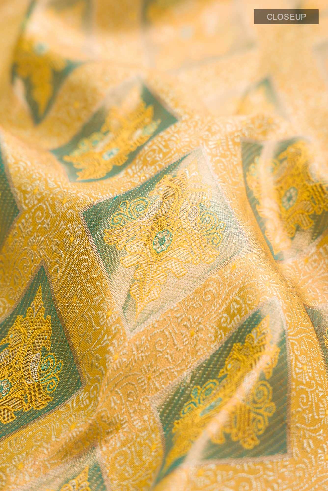 Yellow Kanchipuram Tissue Silk Saree