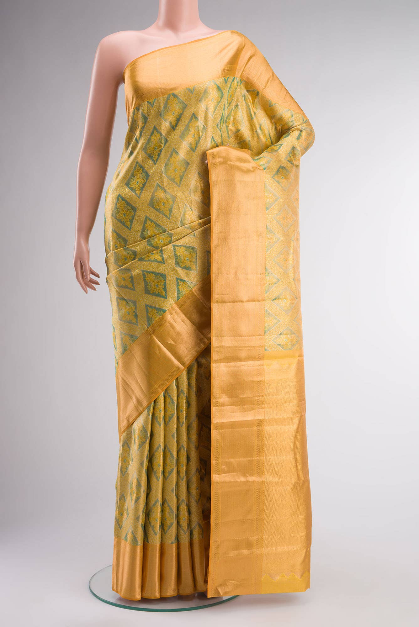 Yellow Kanchipuram Tissue Silk Saree