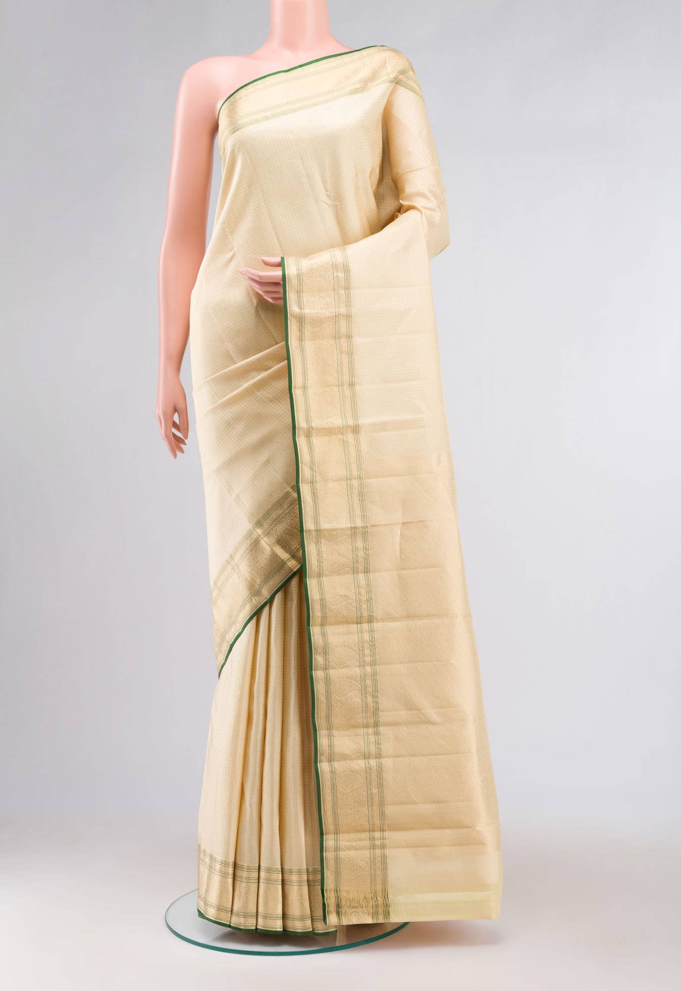 Beige Kanchipuram Silk Saree