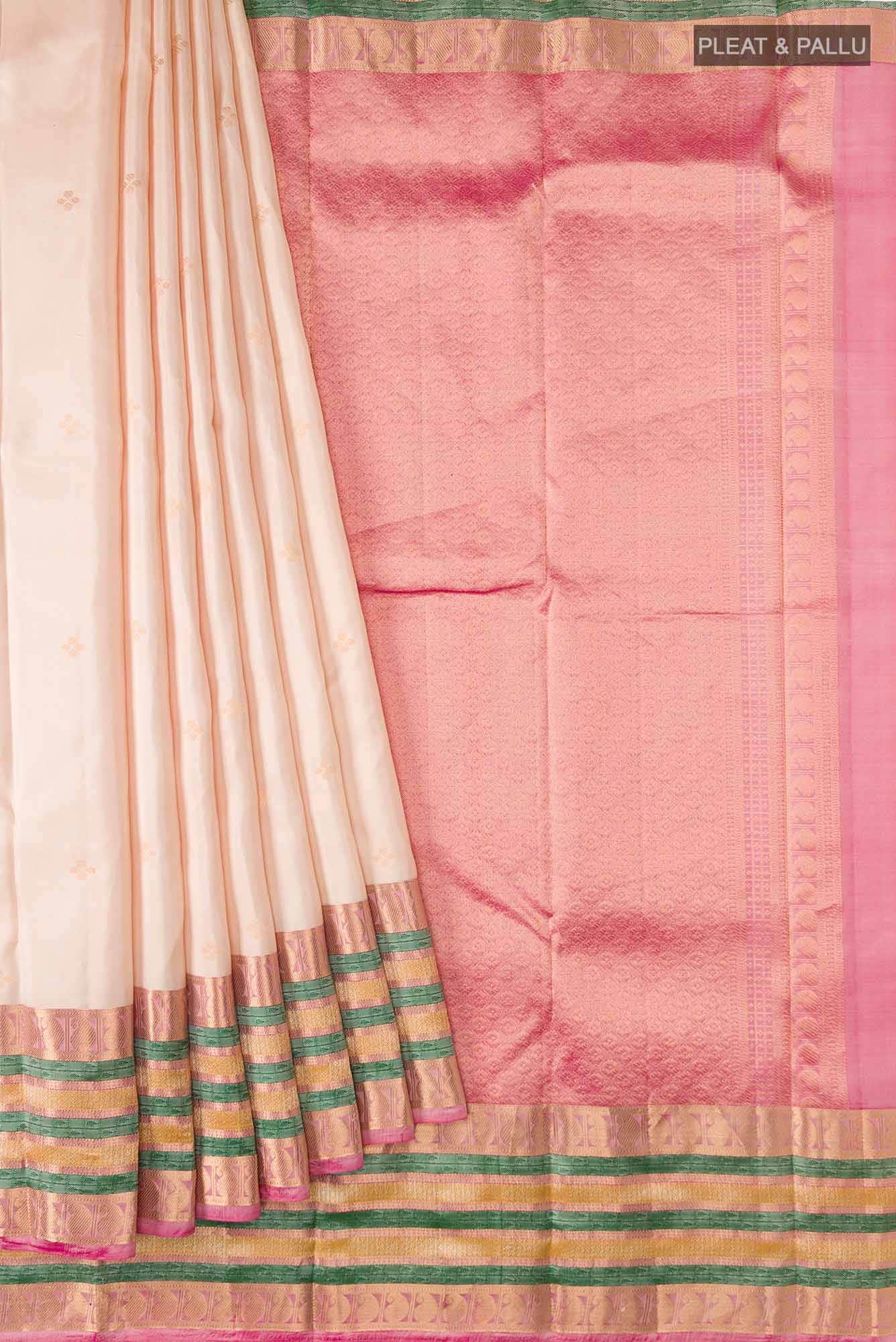 Cream Kanchipuram Silk Saree