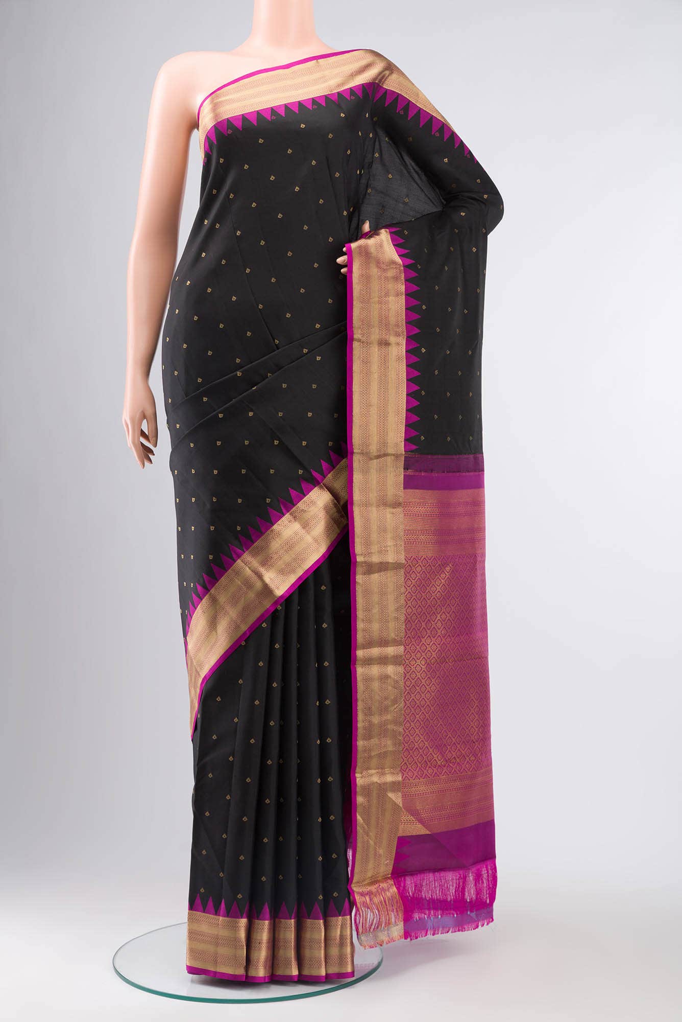 Black Kanchipuram Silk Saree