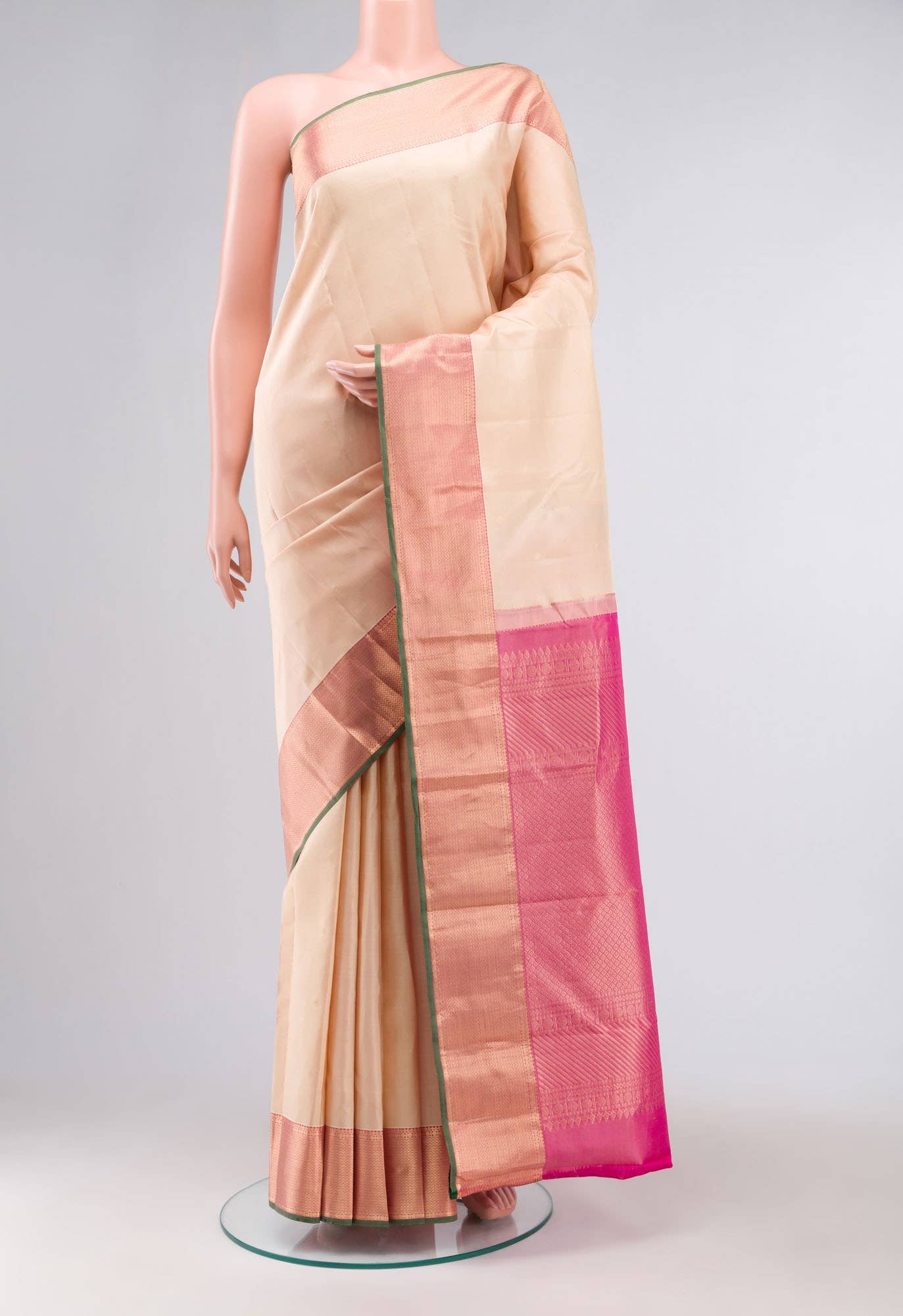 Beige Kanchipuram Silk Saree