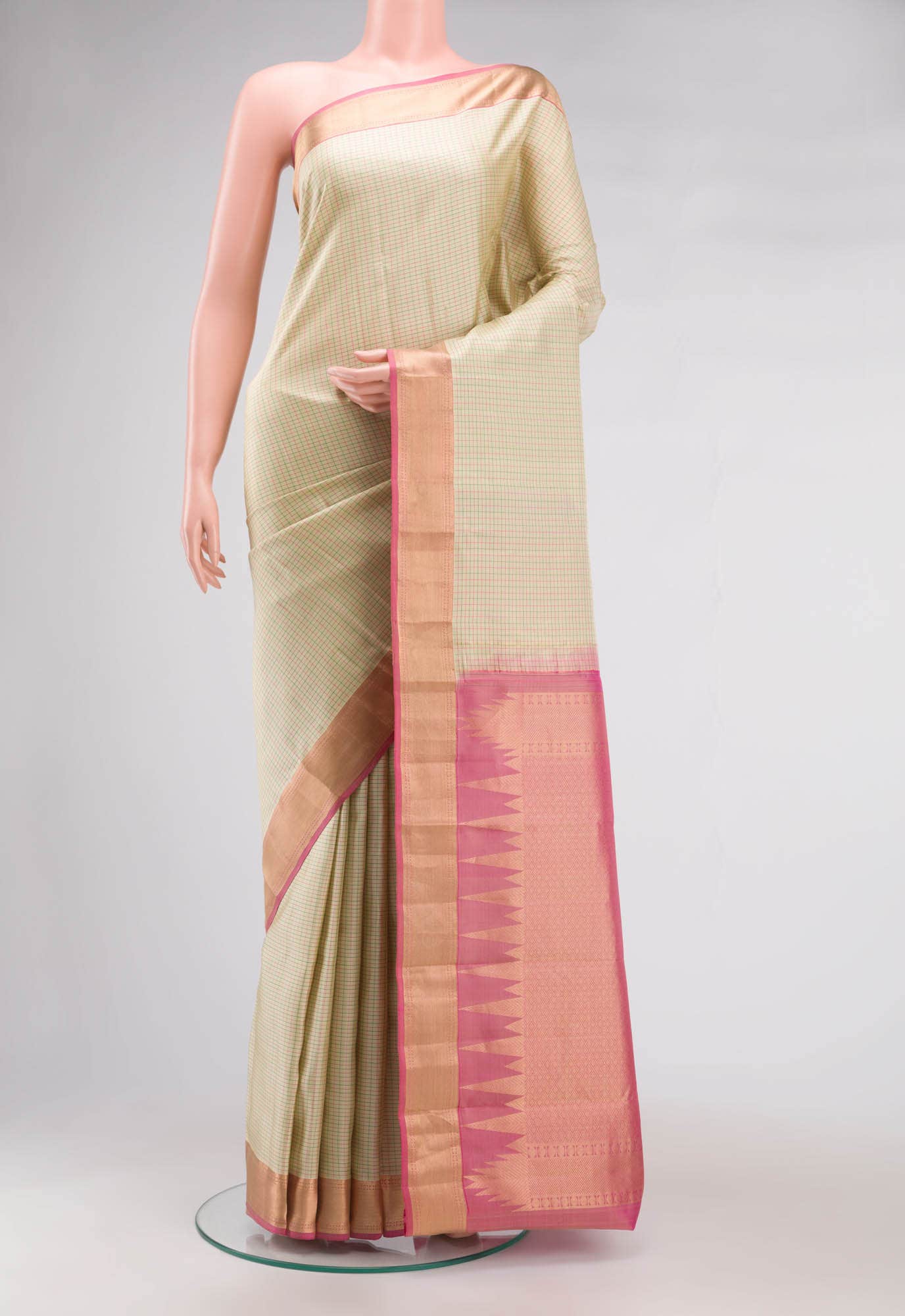 Beige Kanchipuram Silk Saree