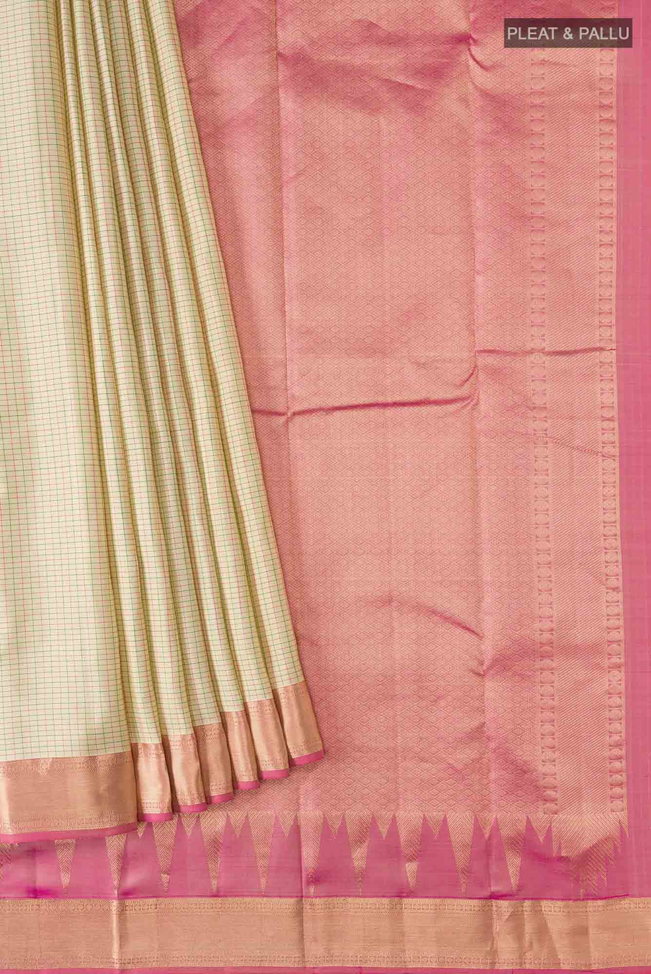 Beige Kanchipuram Silk Saree