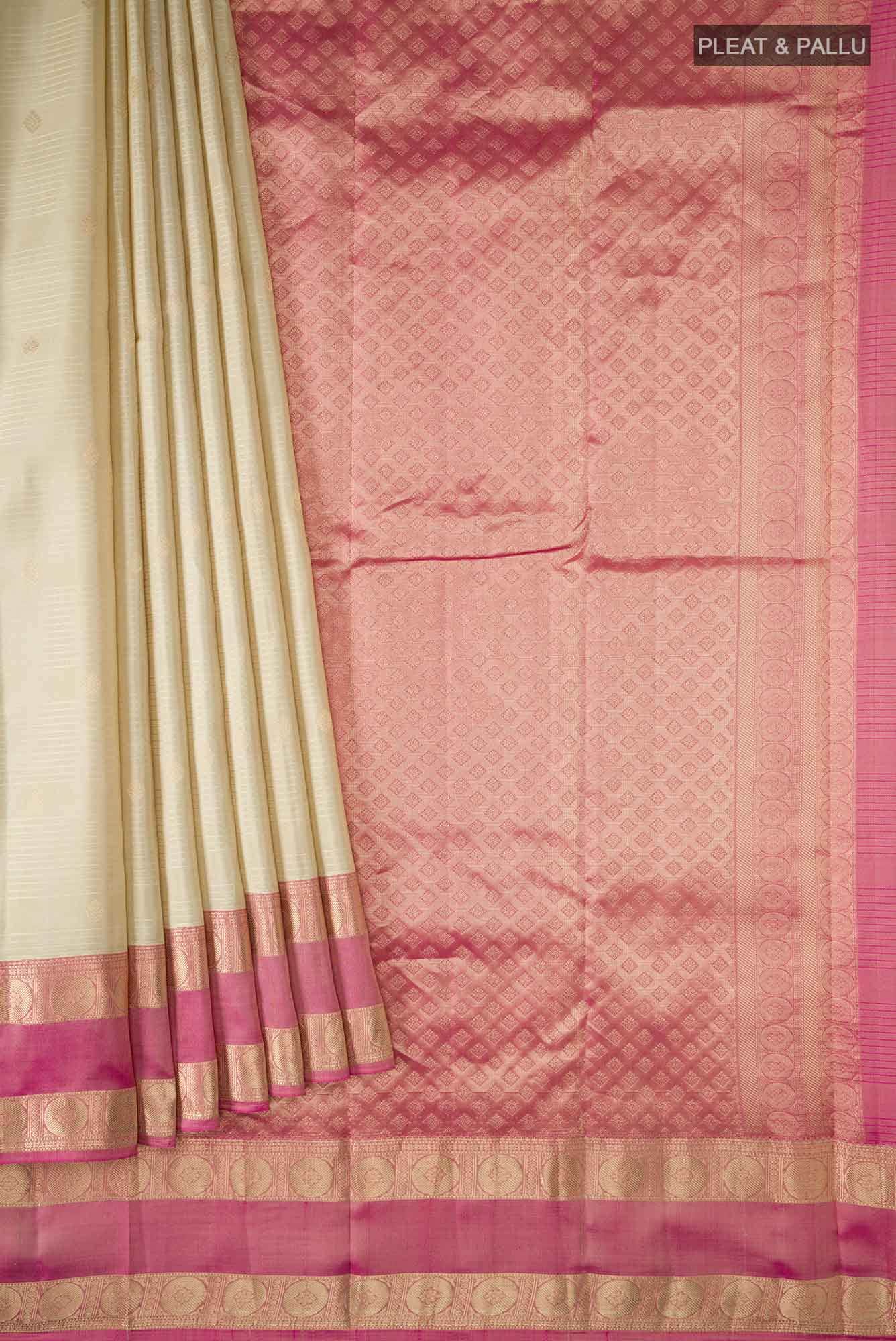 Beige Kanchipuram Silk Saree