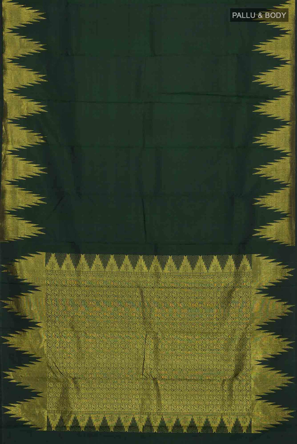 Bottle Green Kanchipuram Silk Saree