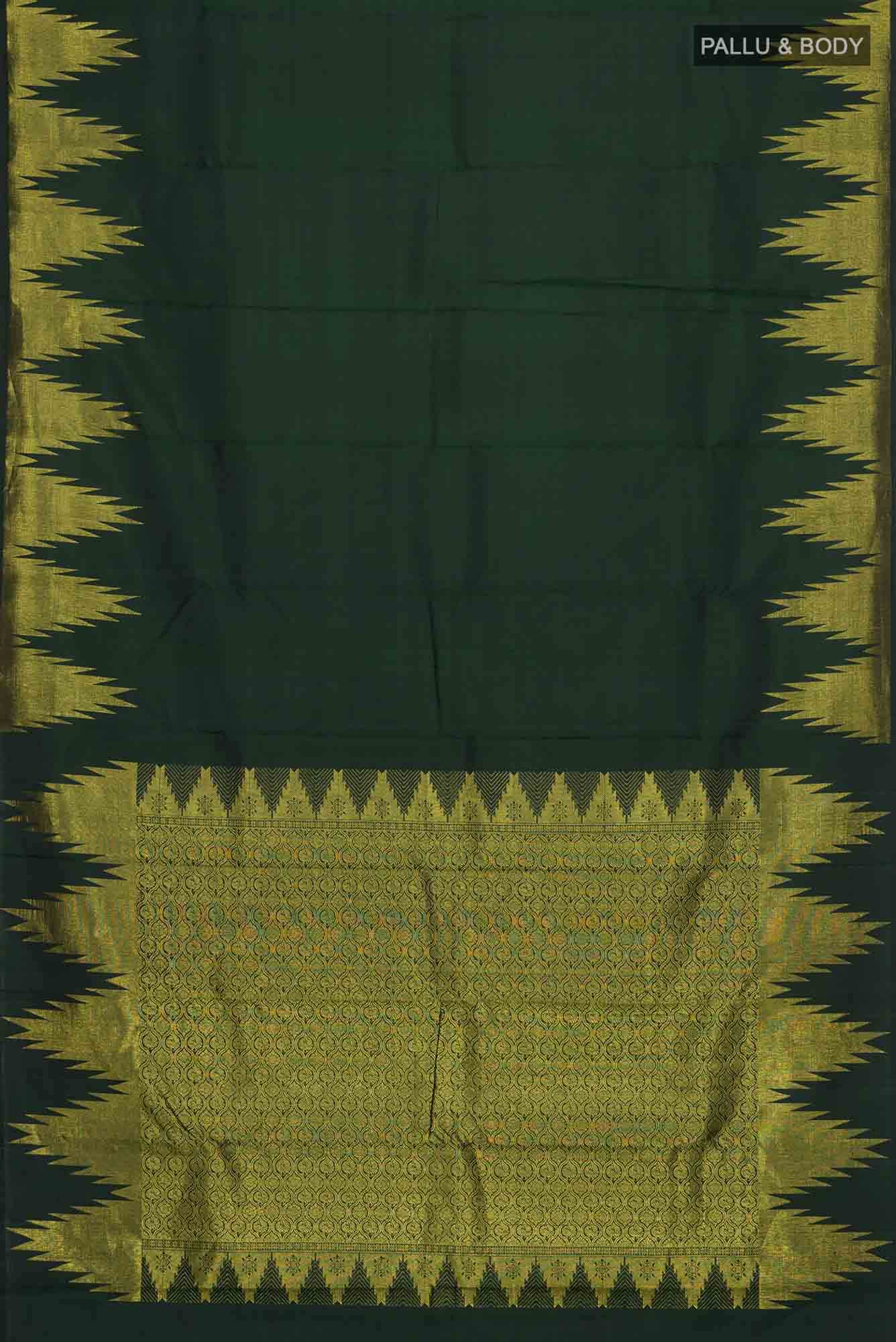 Bottle Green Kanchipuram Silk Saree