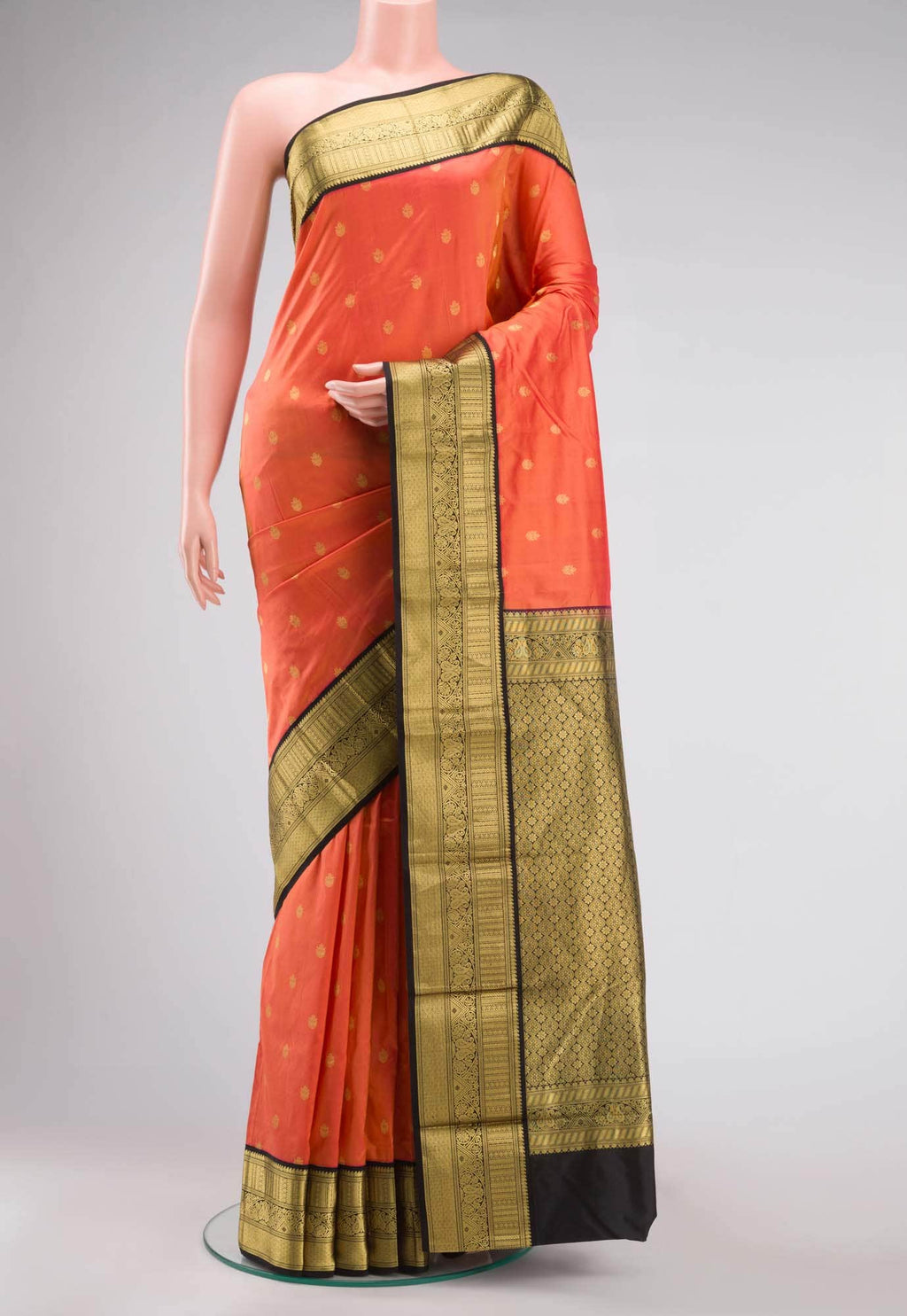 Orange Bangalore Silk Saree