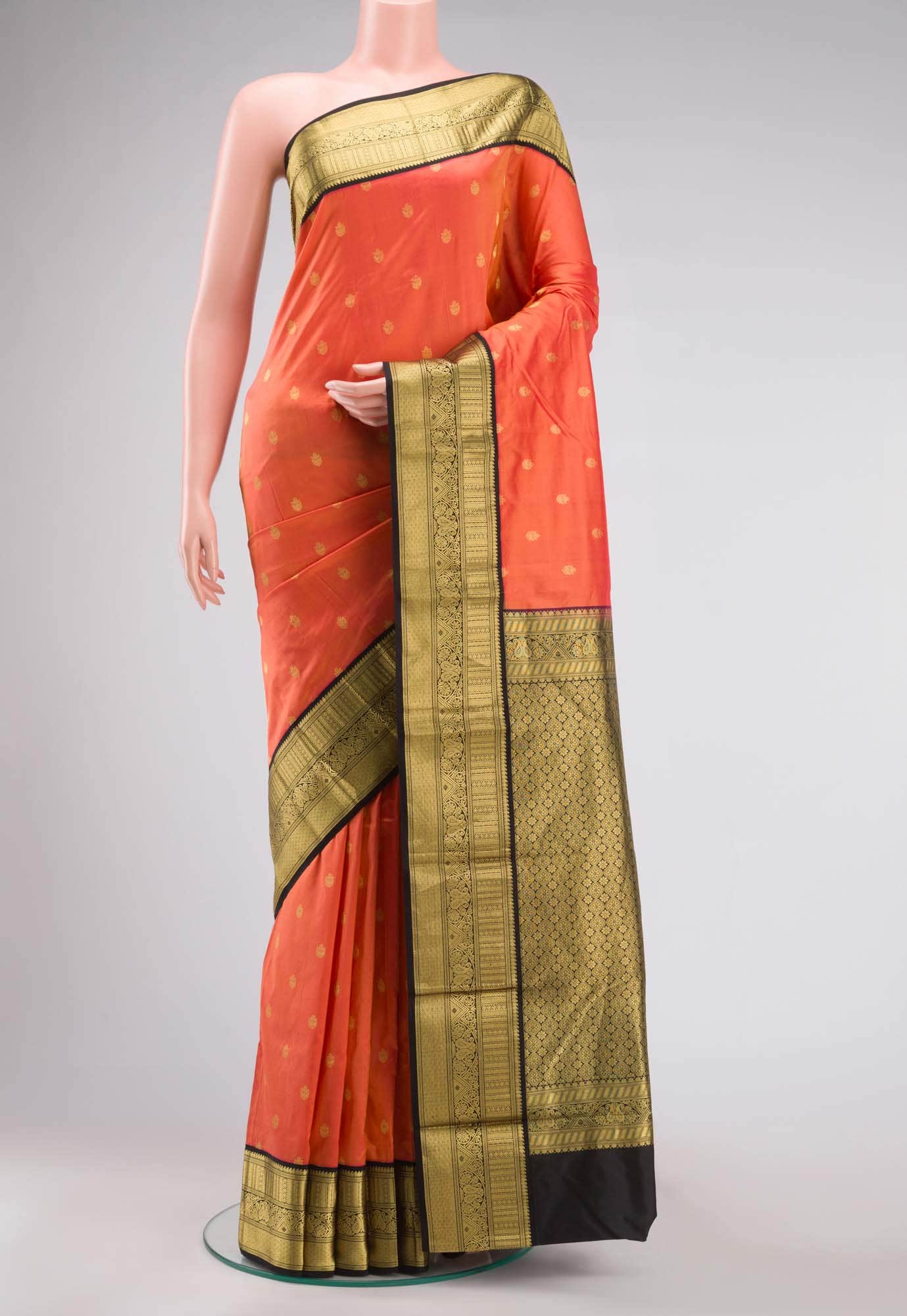 Orange Bangalore Silk Saree