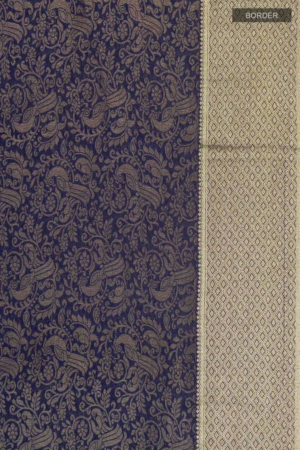 Navy Blue Mysore Crepe Saree