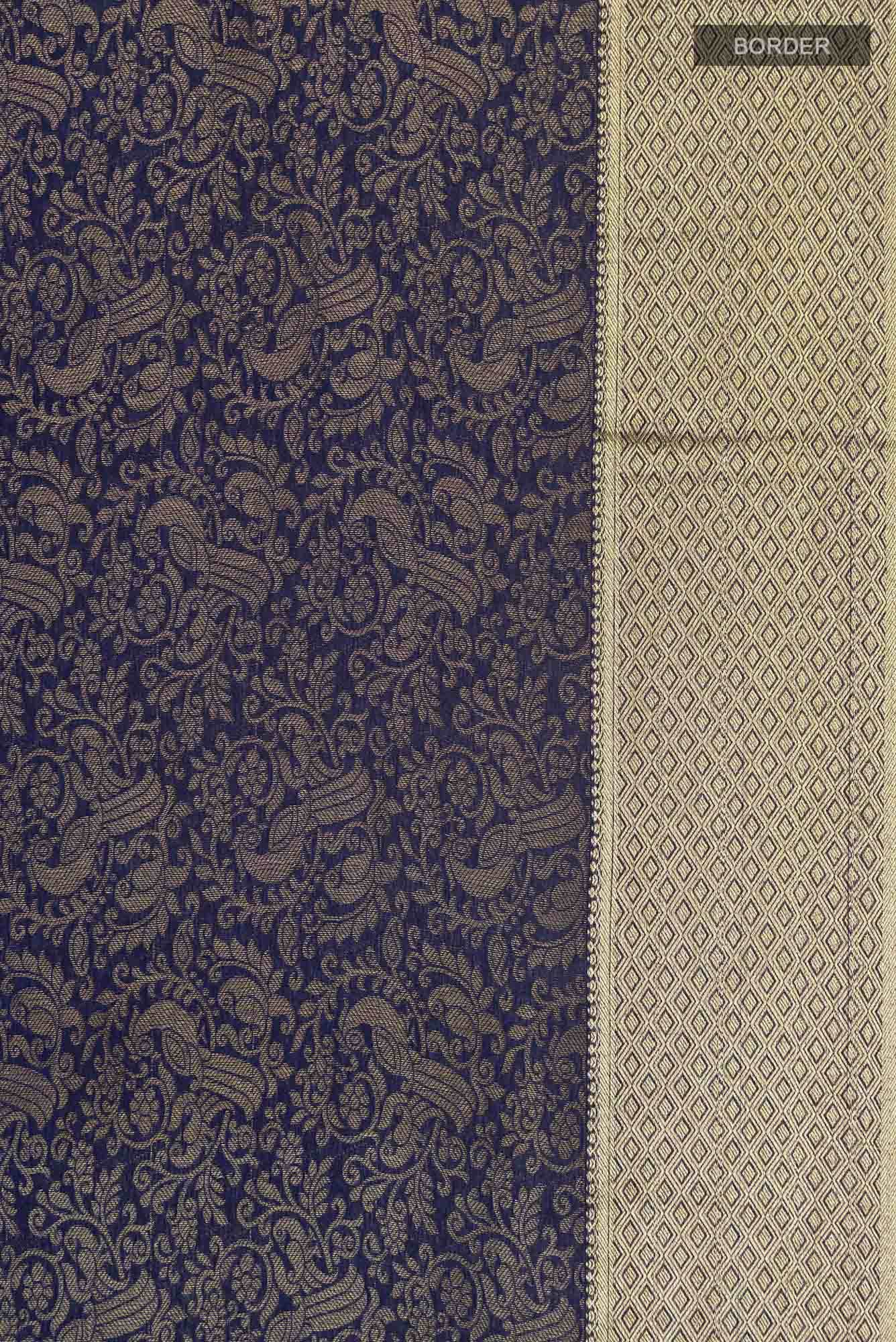 Navy Blue Mysore Crepe Saree