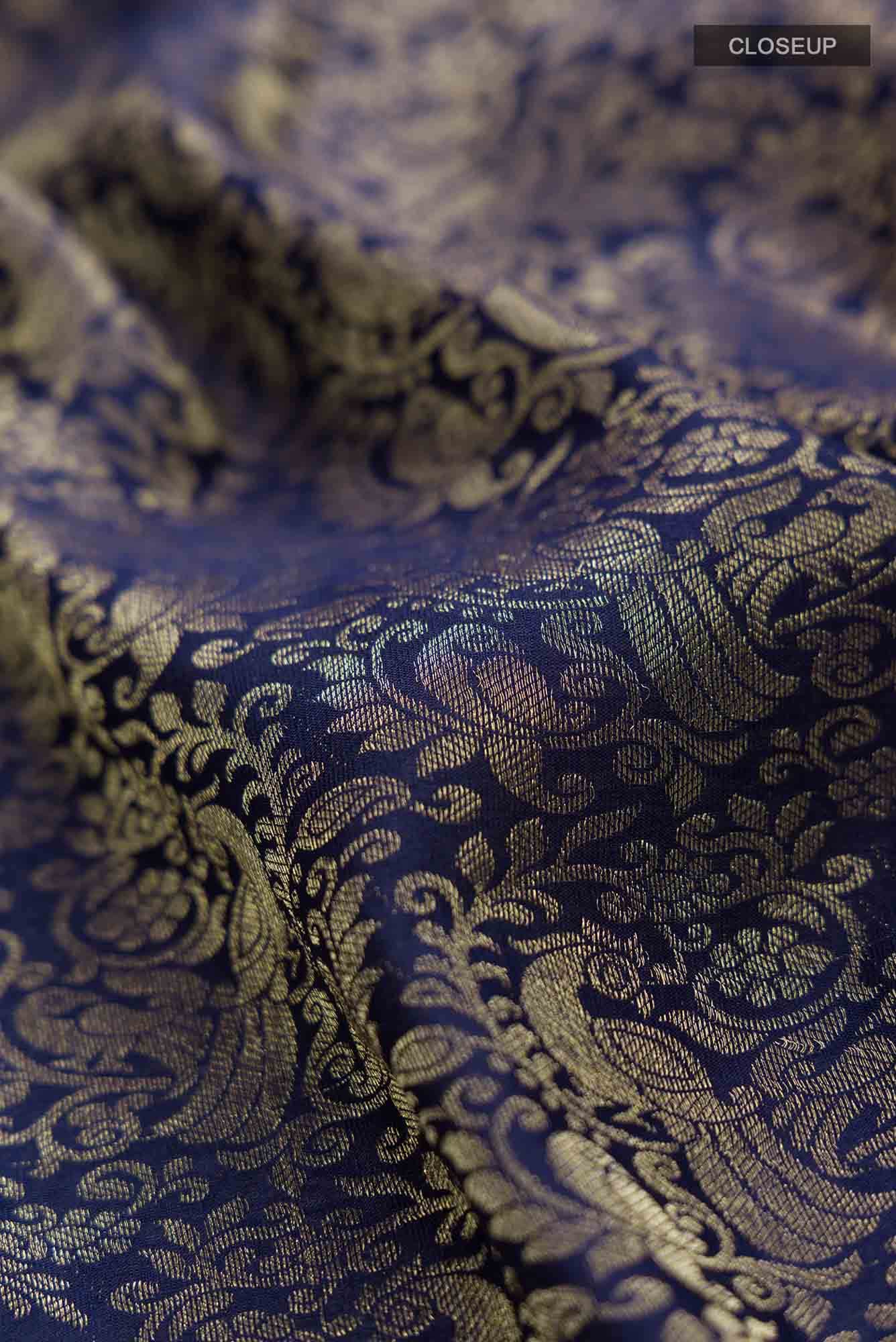 Navy Blue Mysore Crepe Saree