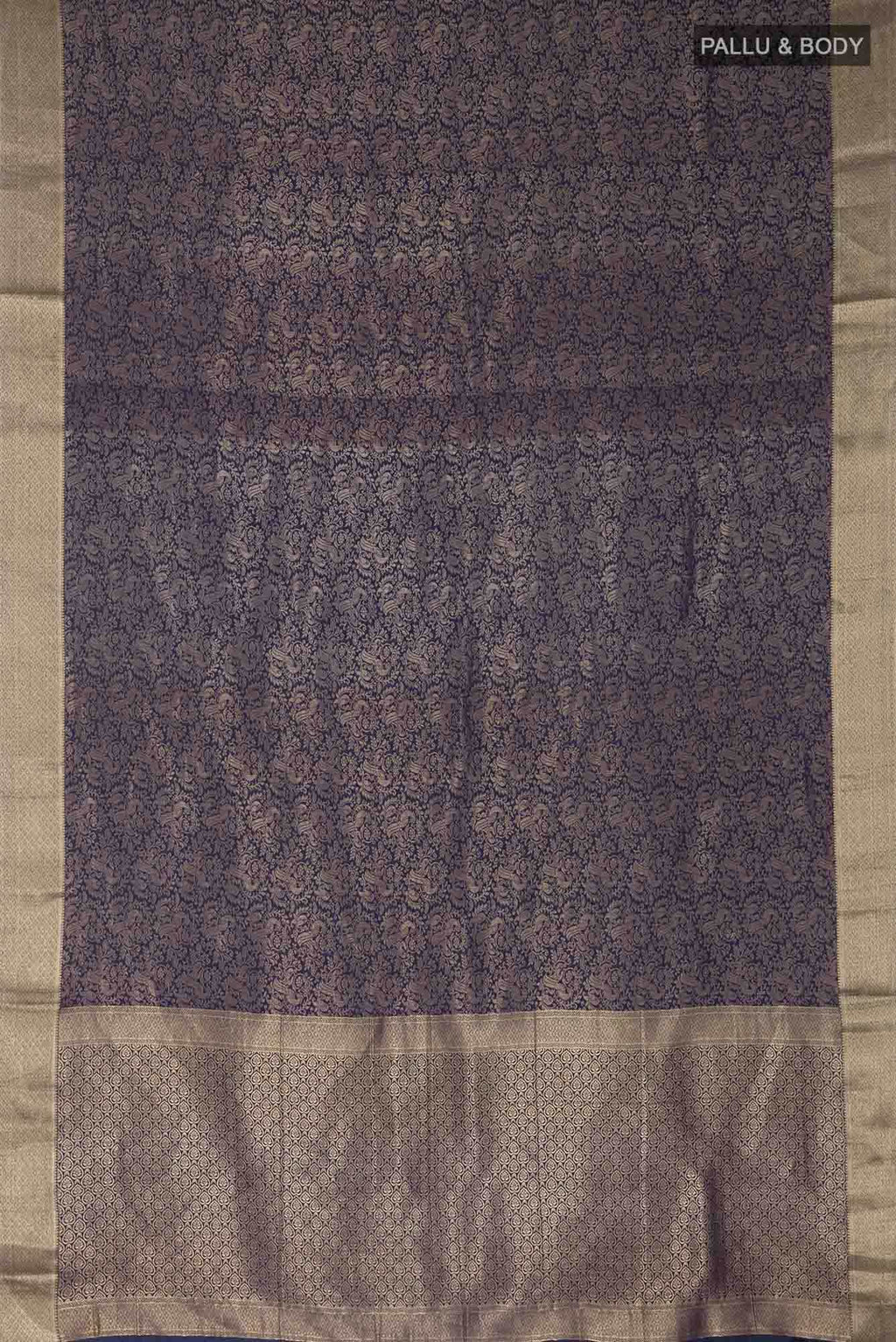 Navy Blue Mysore Crepe Saree