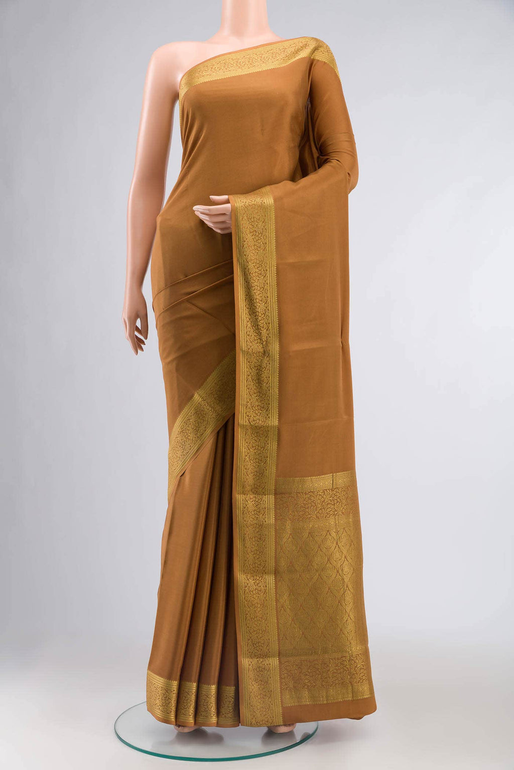 Brown Mysore Crepe Saree