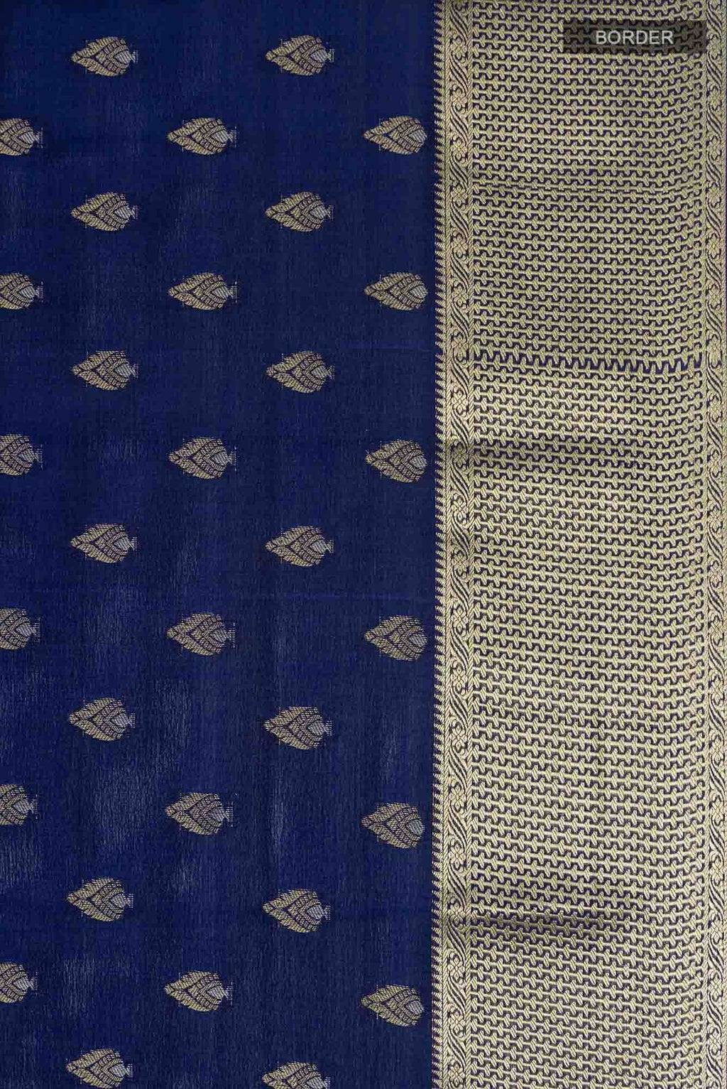 Navy Blue Mysore Crepe Saree