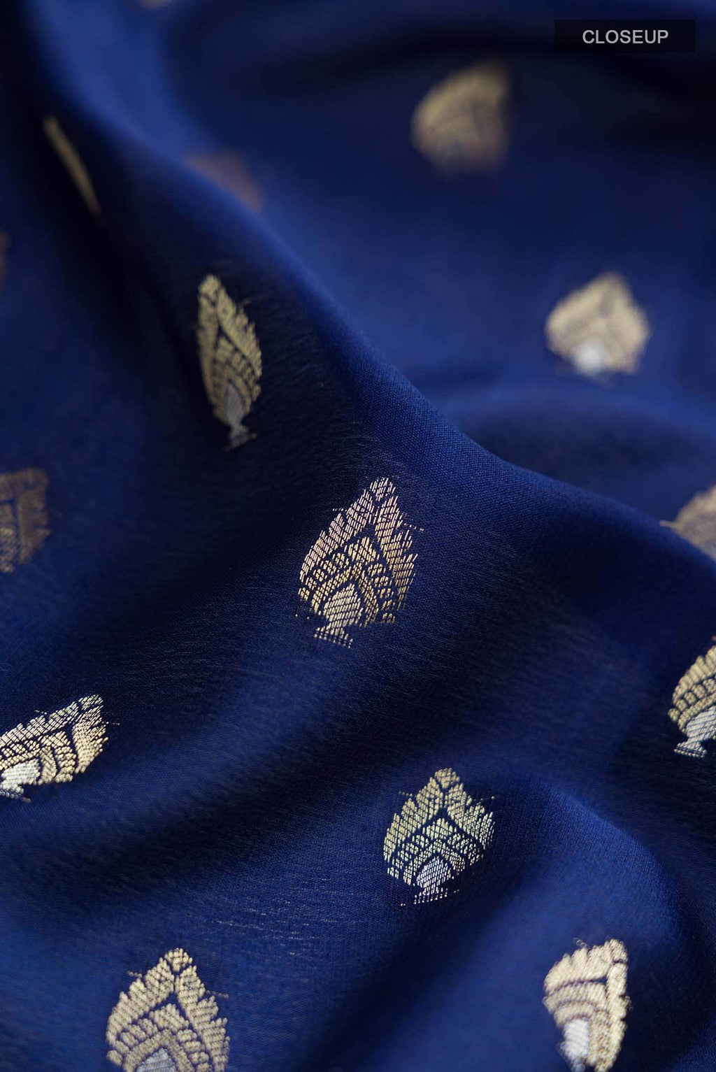 Navy Blue Mysore Crepe Saree