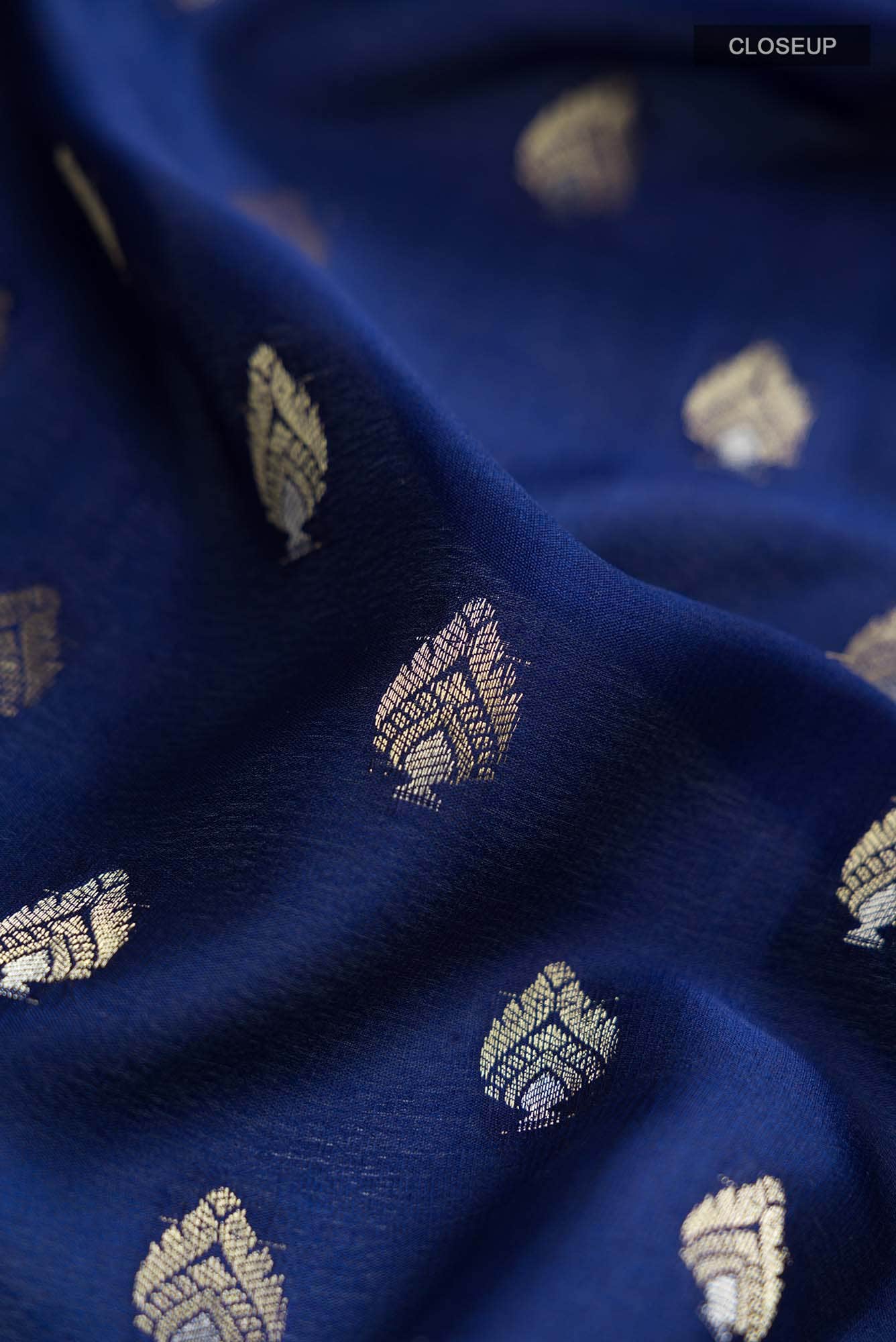 Navy Blue Mysore Crepe Saree