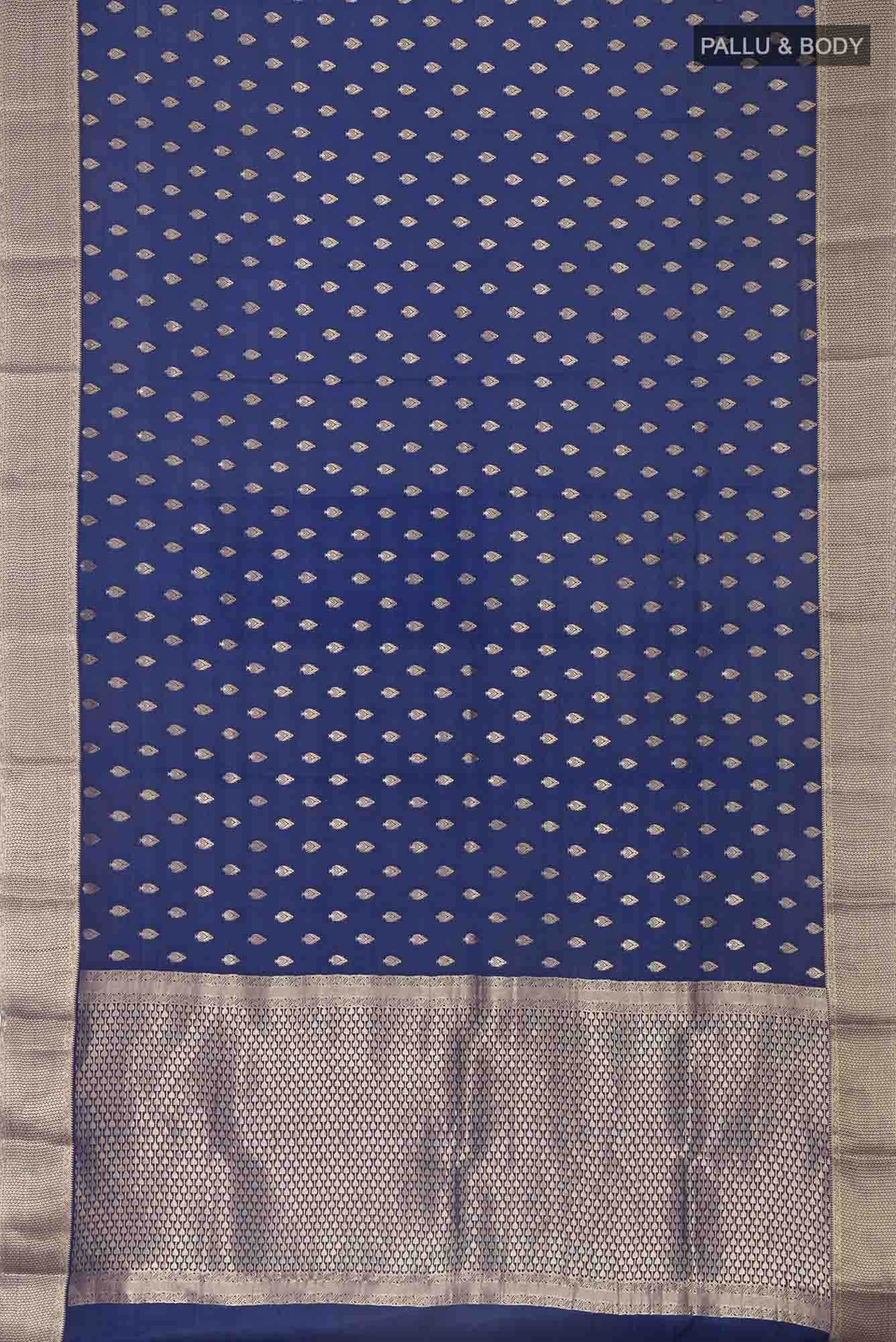 Navy Blue Mysore Crepe Saree