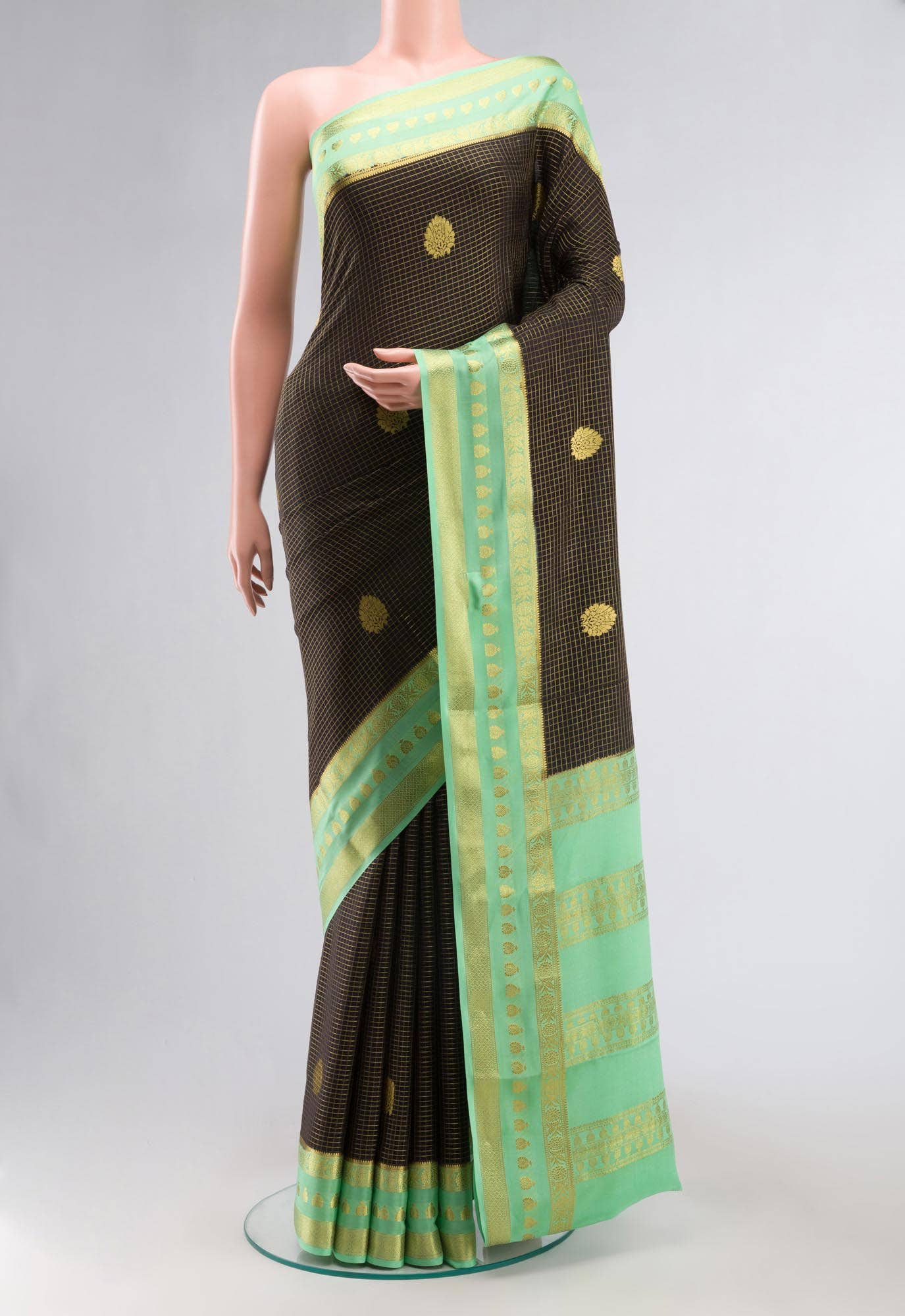 Black Mysore Crepe Saree