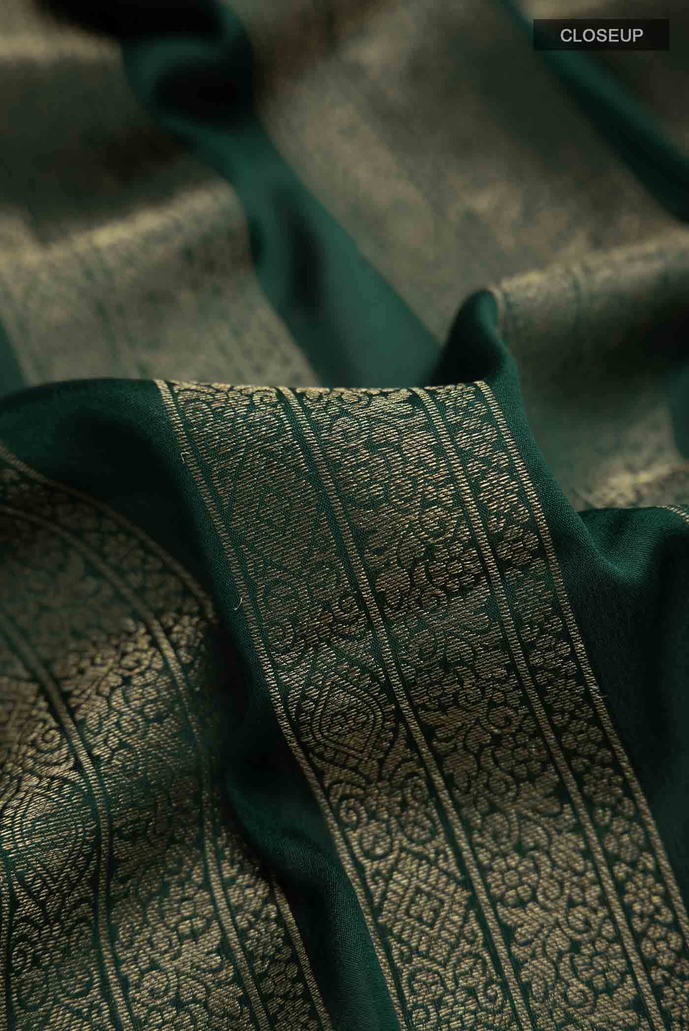 Bottle Green Mysore Crepe Saree