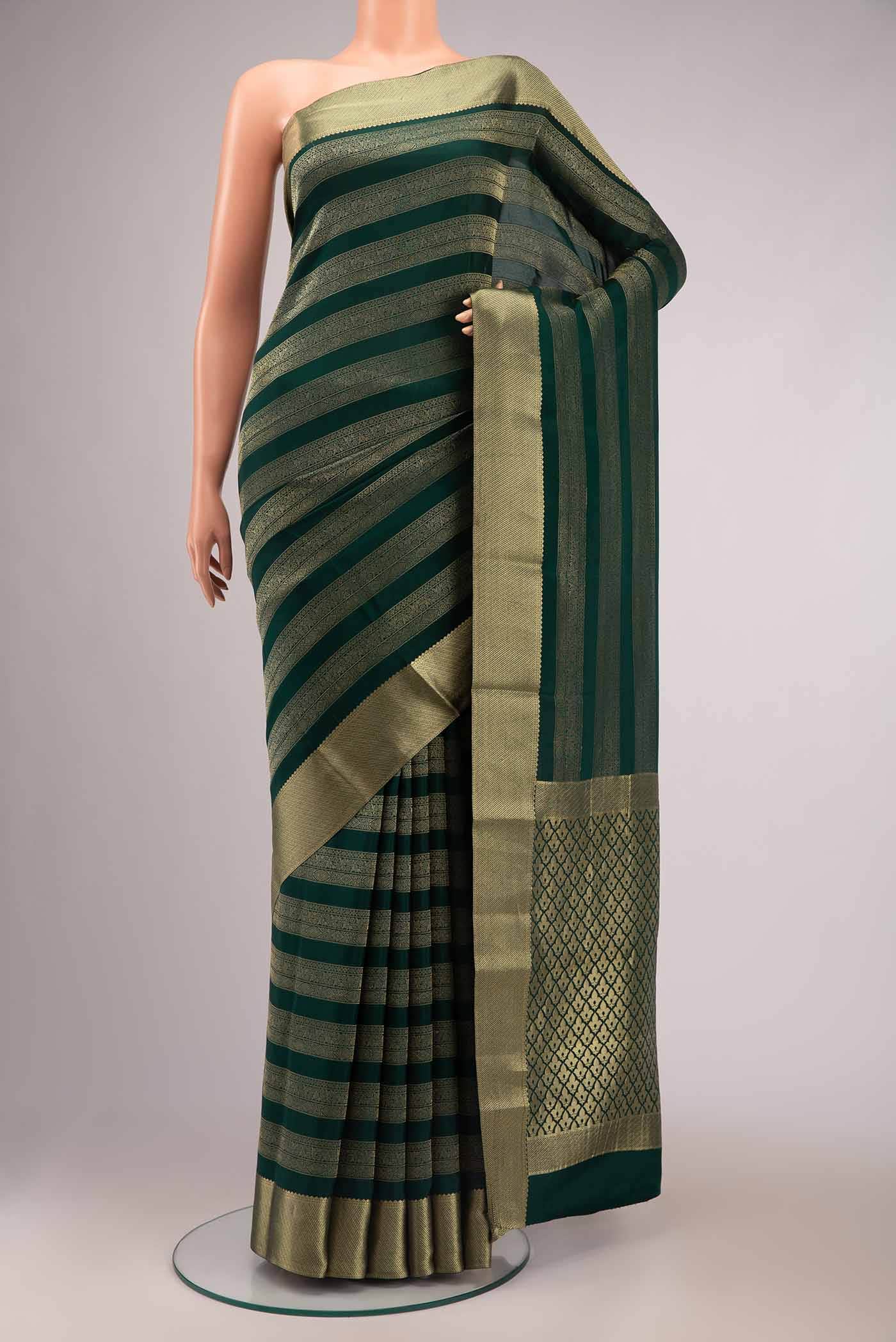Bottle Green Mysore Crepe Saree