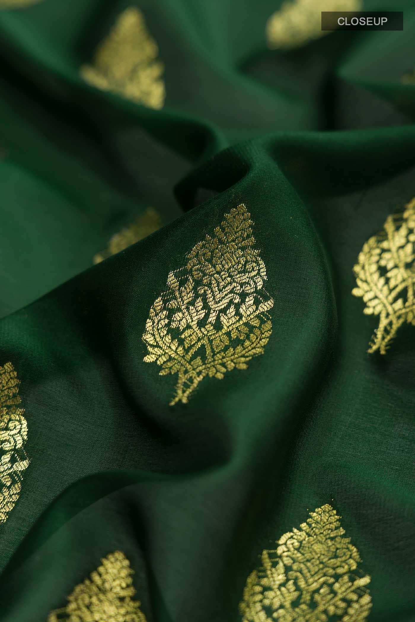 Bottle Green Mysore Crepe Saree