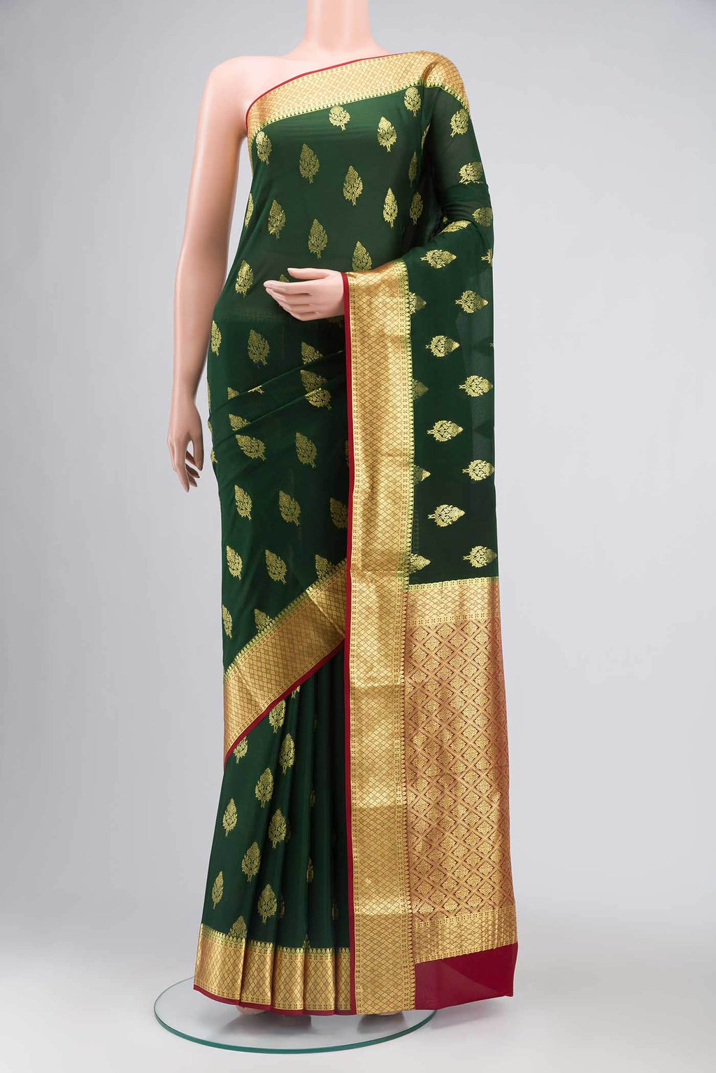 Bottle Green Mysore Crepe Saree