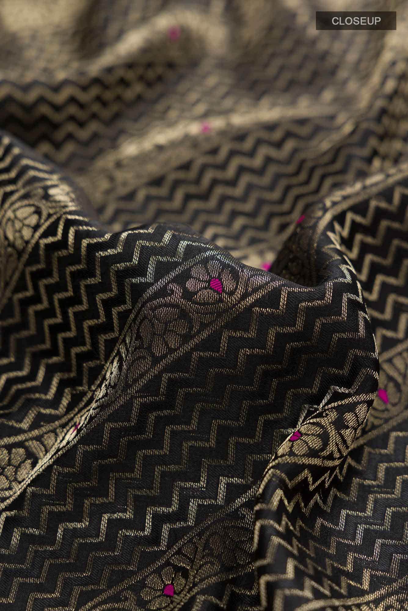 Black Mysore Crepe Saree