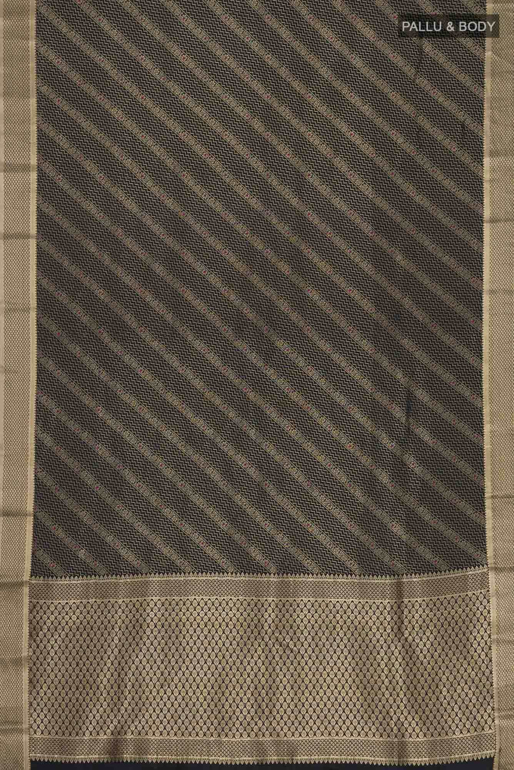Black Mysore Crepe Saree
