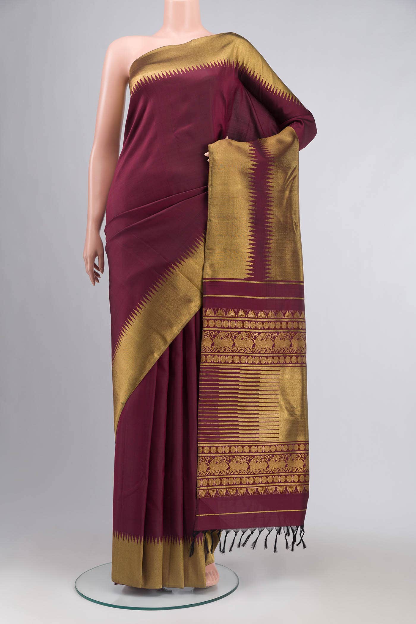Maroon Kanchipuram Silk Saree