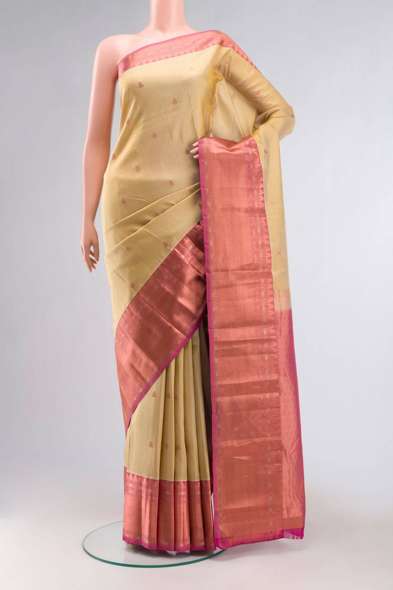 Beige Kanchipuram Silk Saree