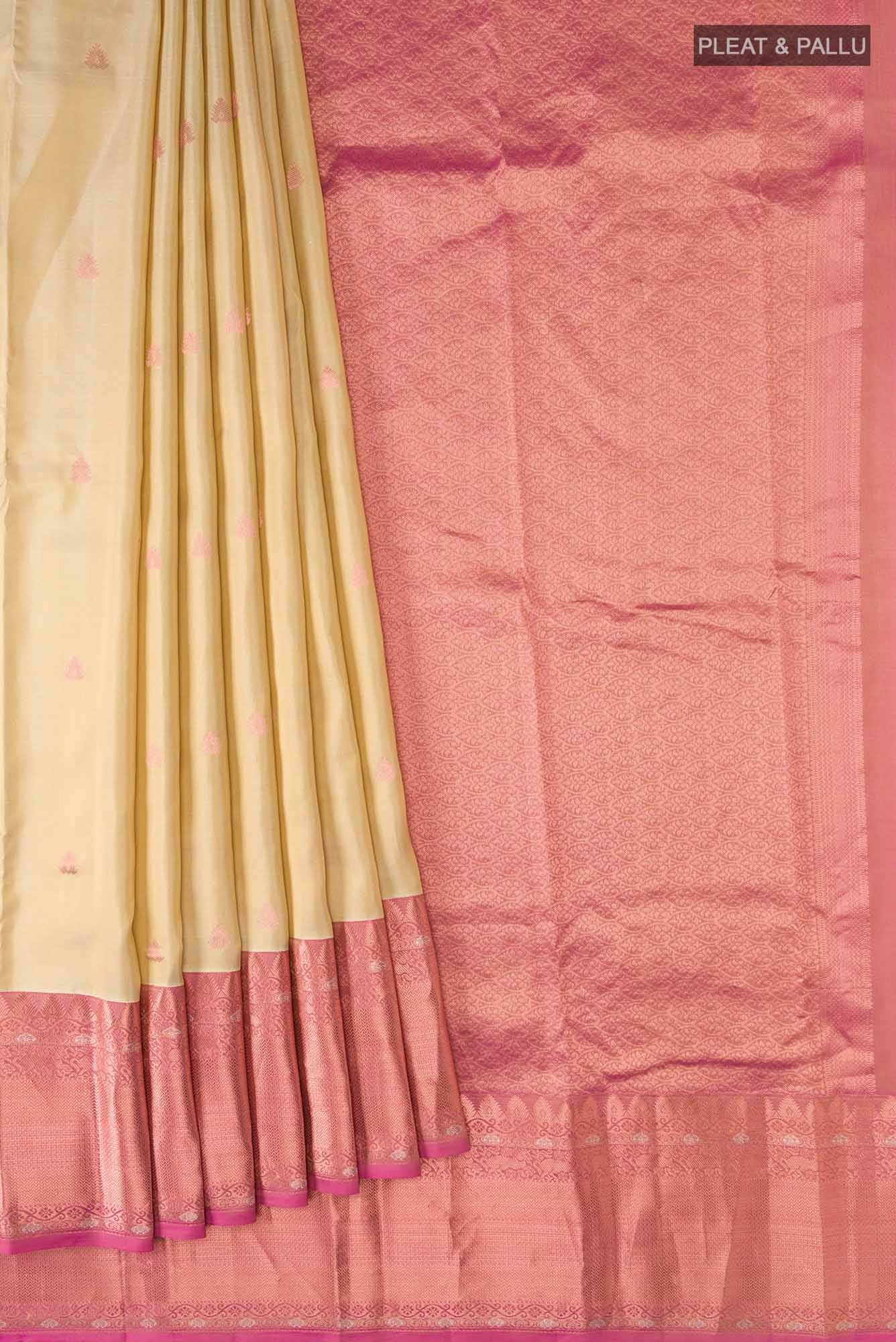 Beige Kanchipuram Silk Saree