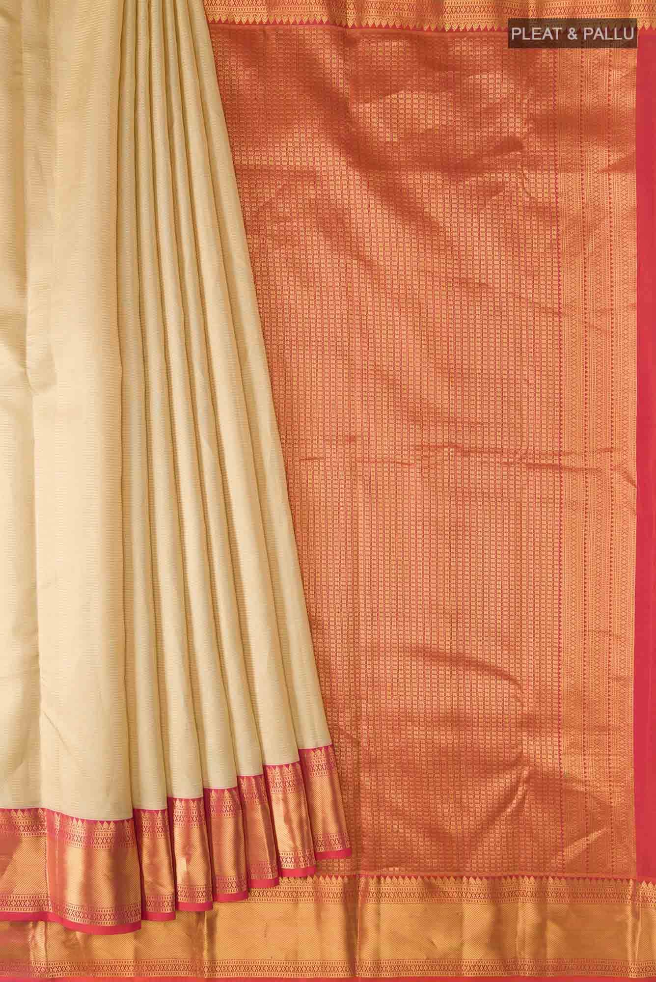 Beige Kanchipuram Silk Saree