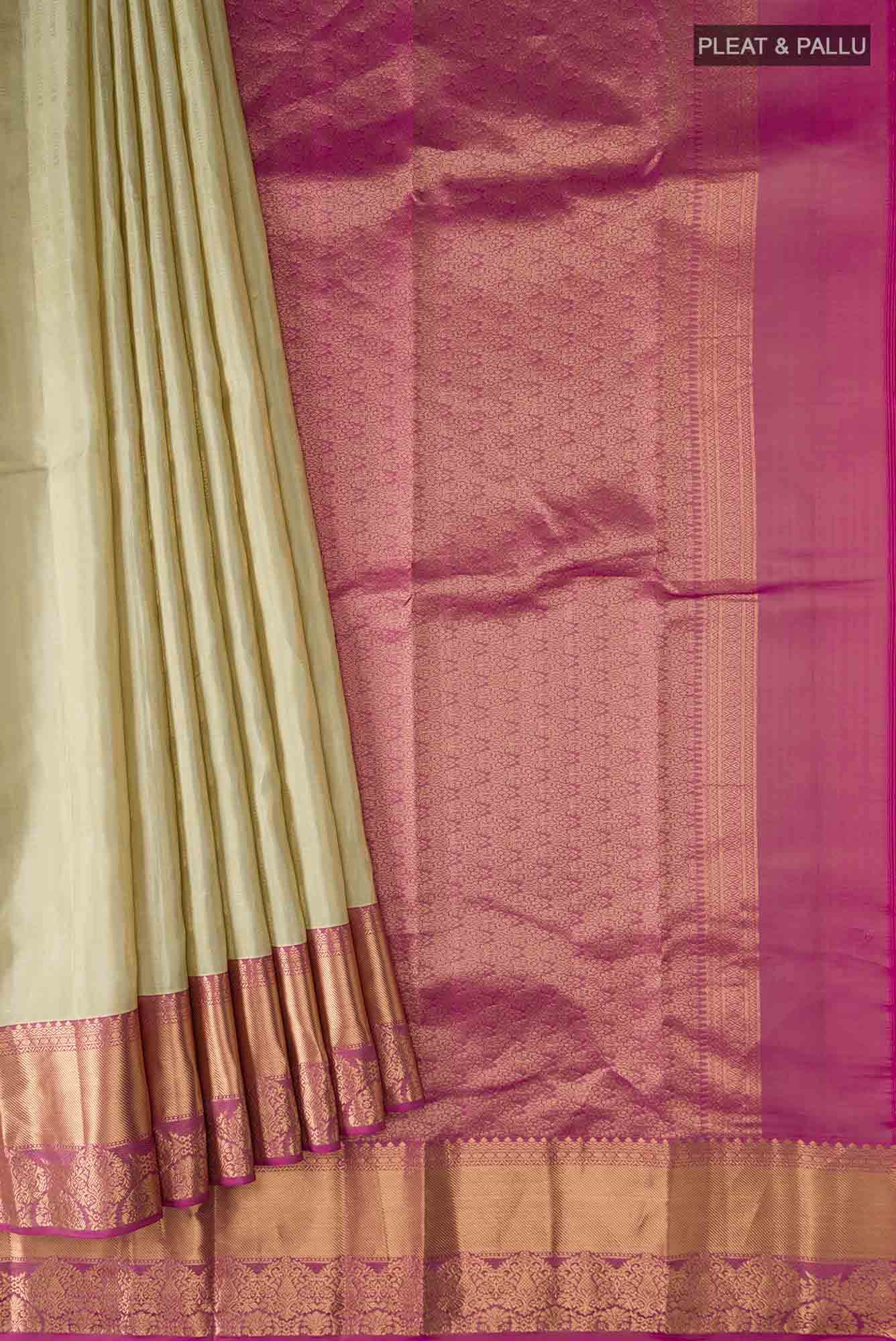 Beige Kanchipuram Silk Saree