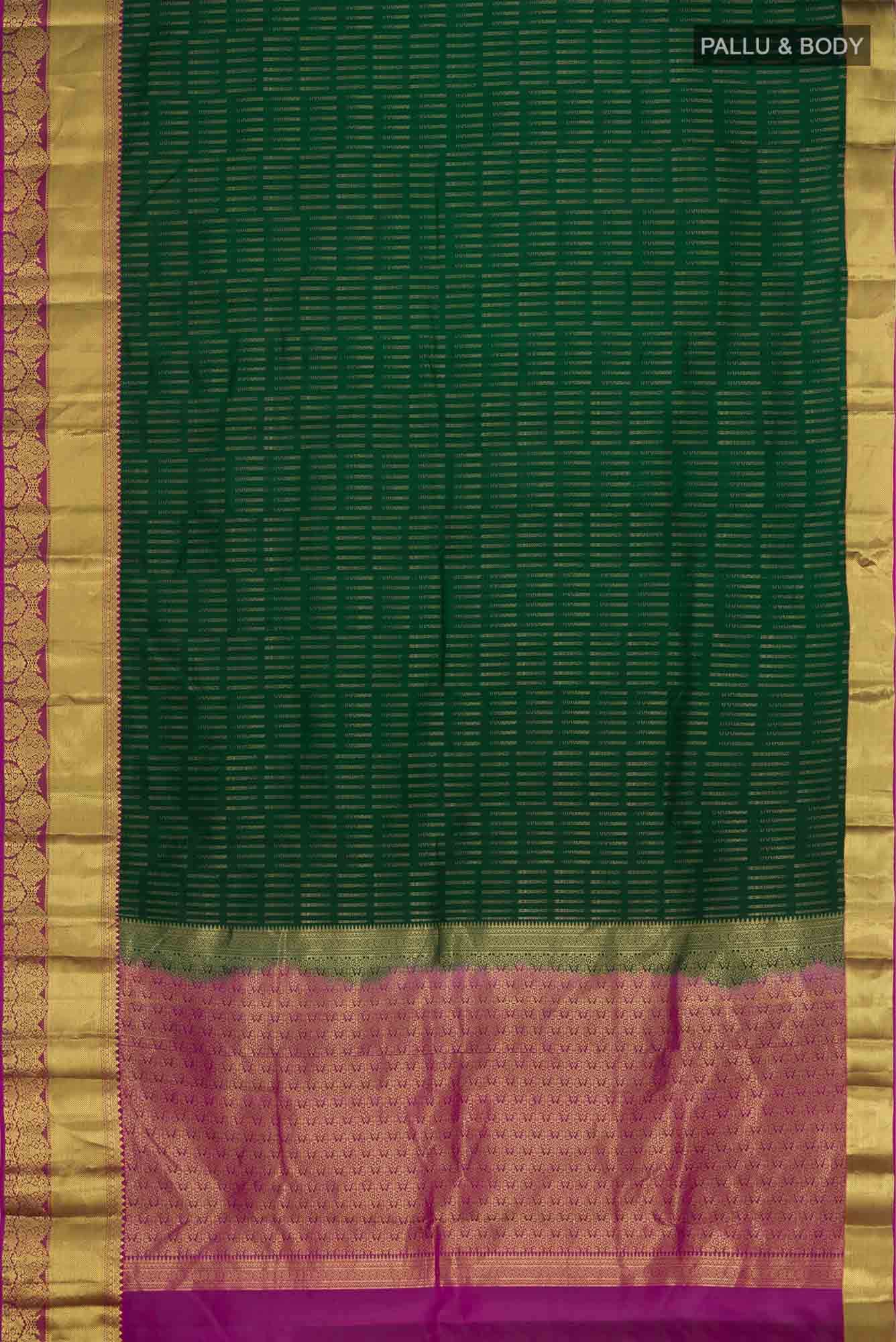 Bottle Green Kanchipuram Silk Saree