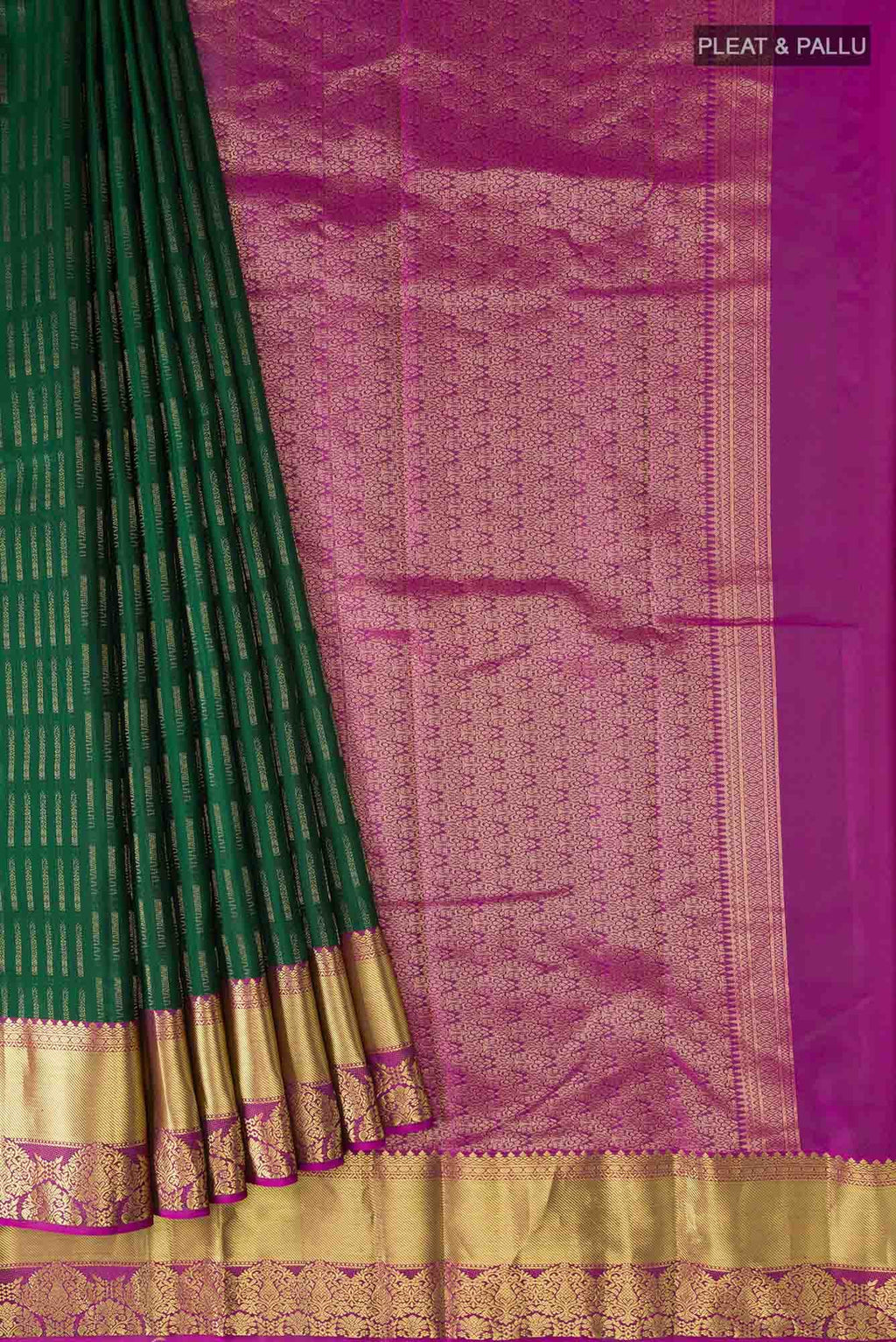 Bottle Green Kanchipuram Silk Saree