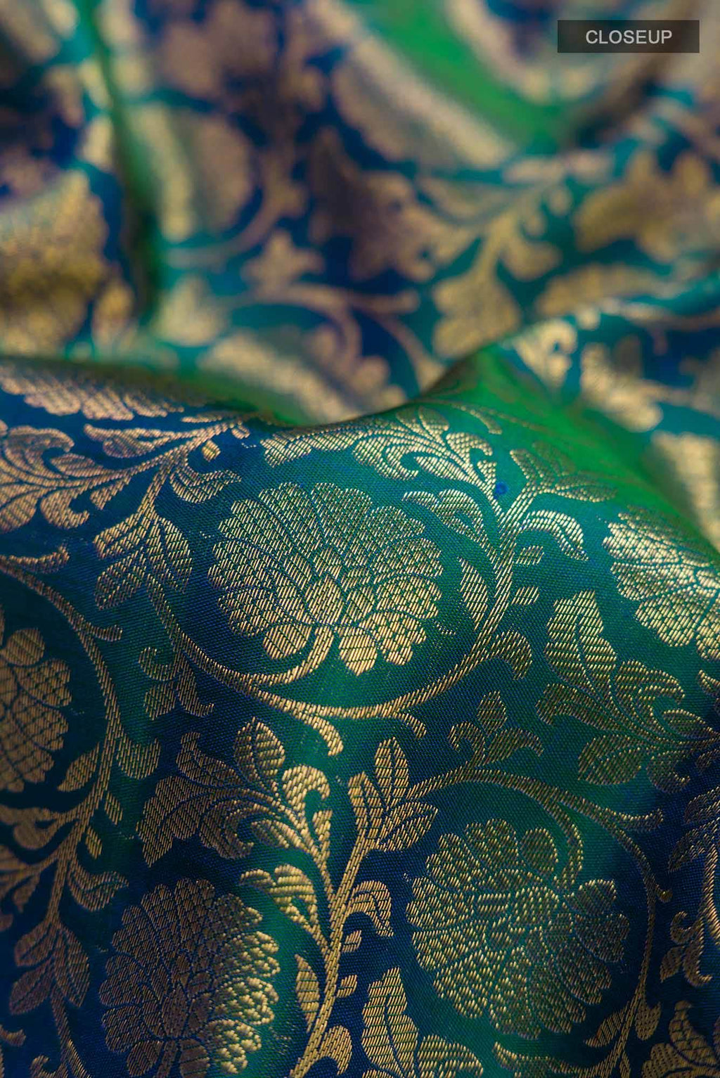 Blue with Green Dual Tone Kanchipuram Silk Saree